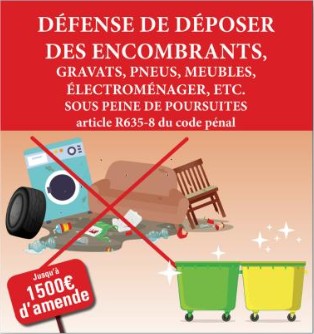 Panneau défense de déposer des encombrants sur les points d'apport volontaire