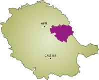 Localisation de la Communauté de Communes des Monts d'Alban et du Villefranchois dans le Tarn