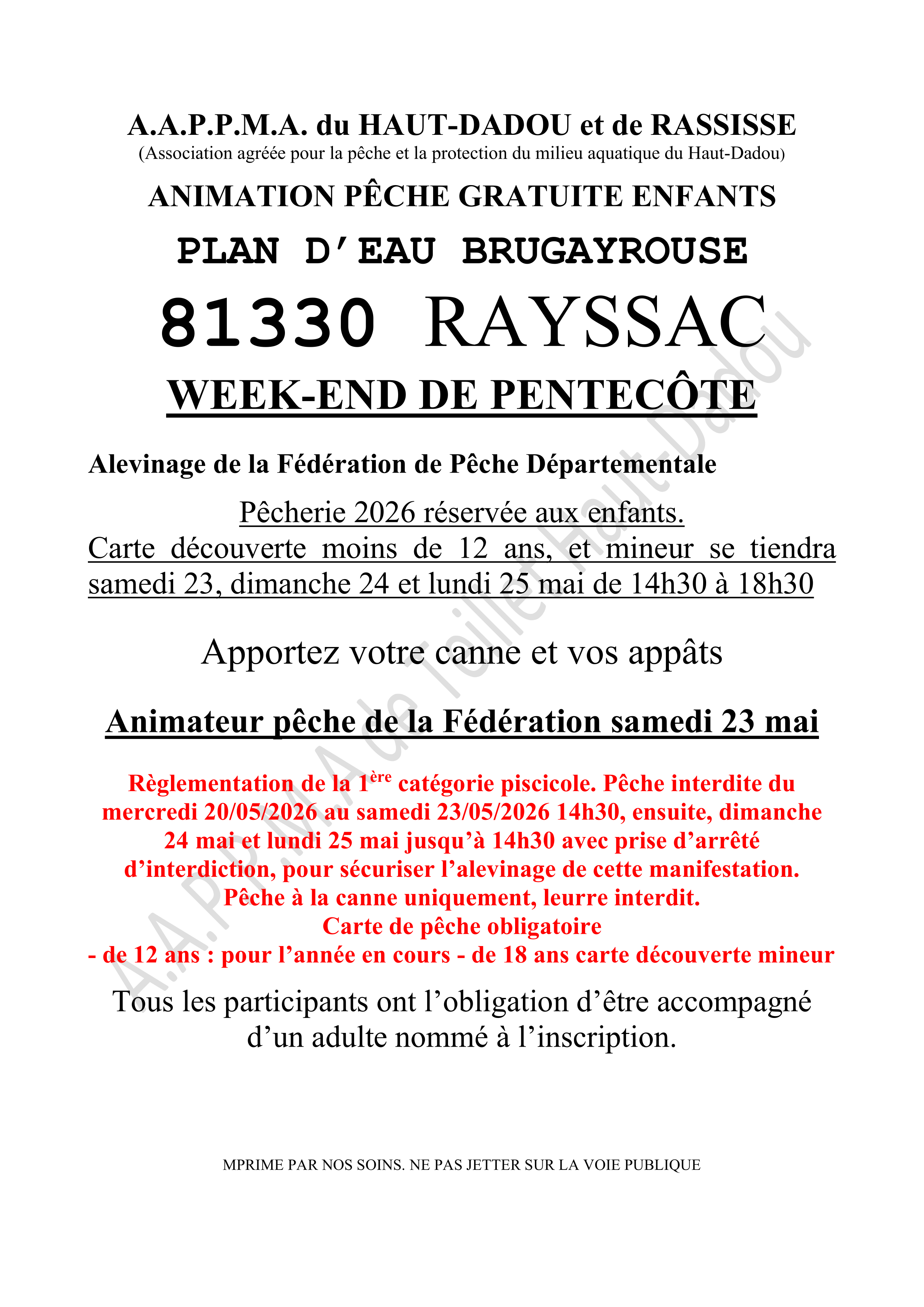 Animation pêche gratuite, à Rayssac