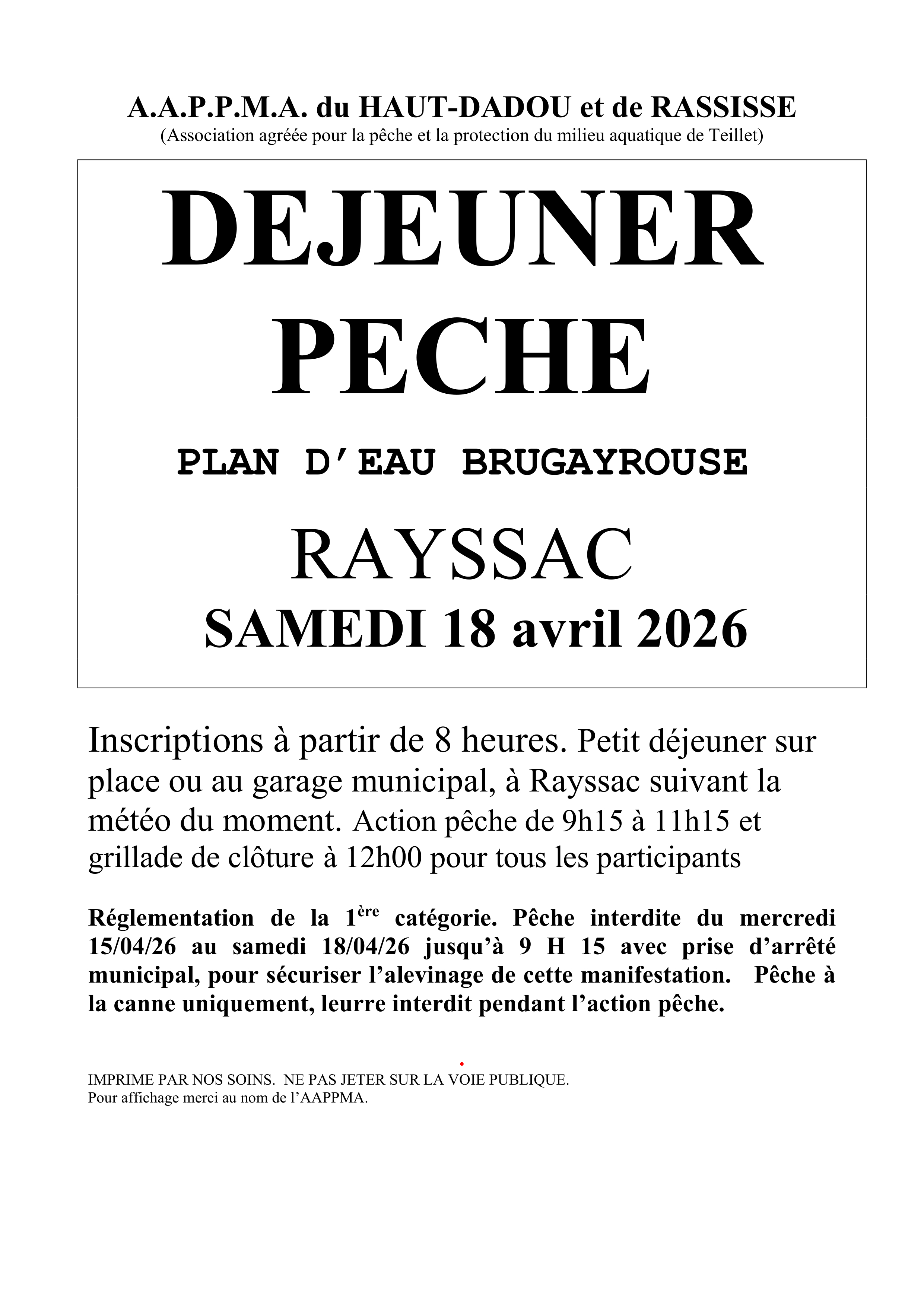 Déjeuner pêche à Rayssac