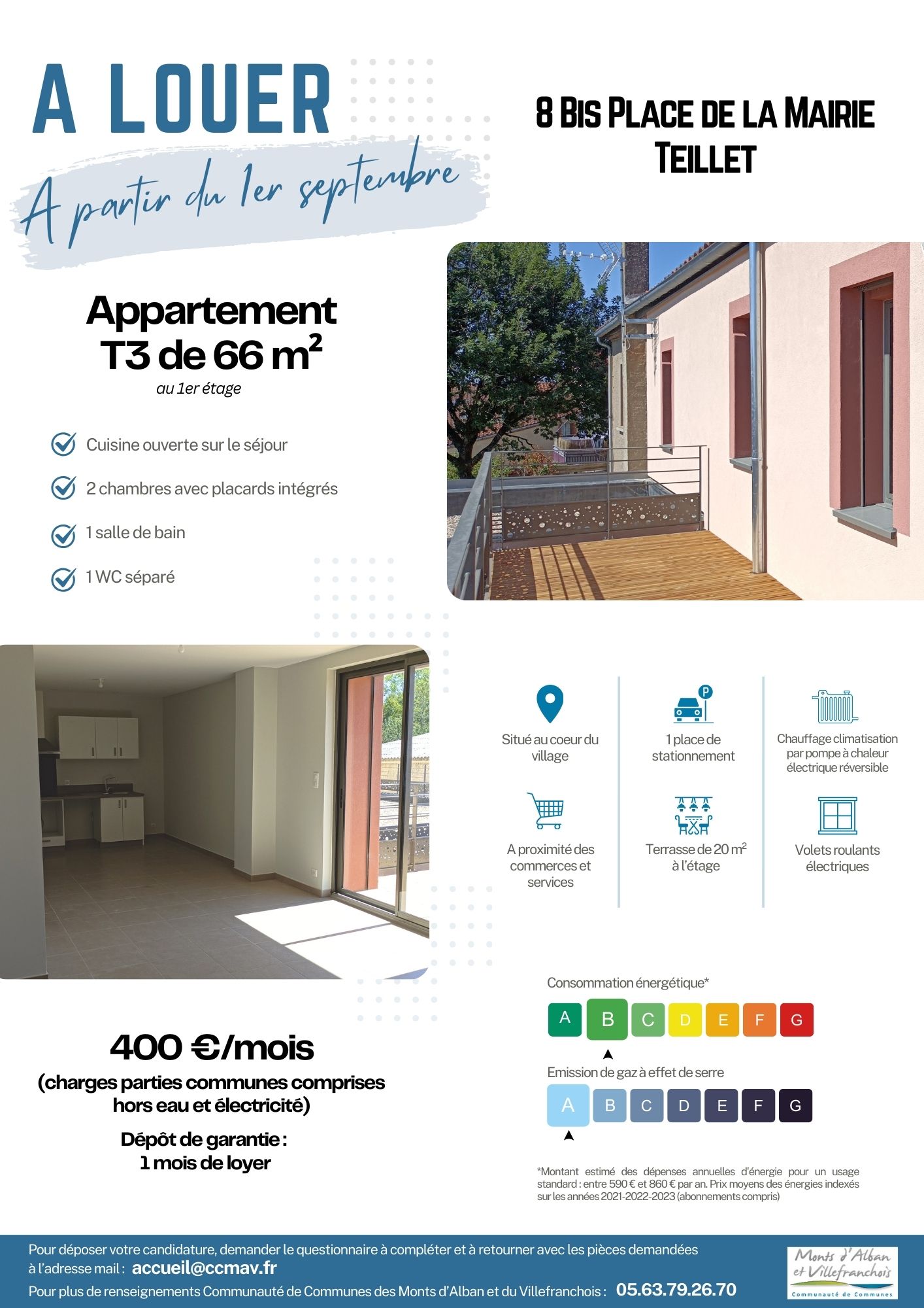 Location appartement T3 à Teillet