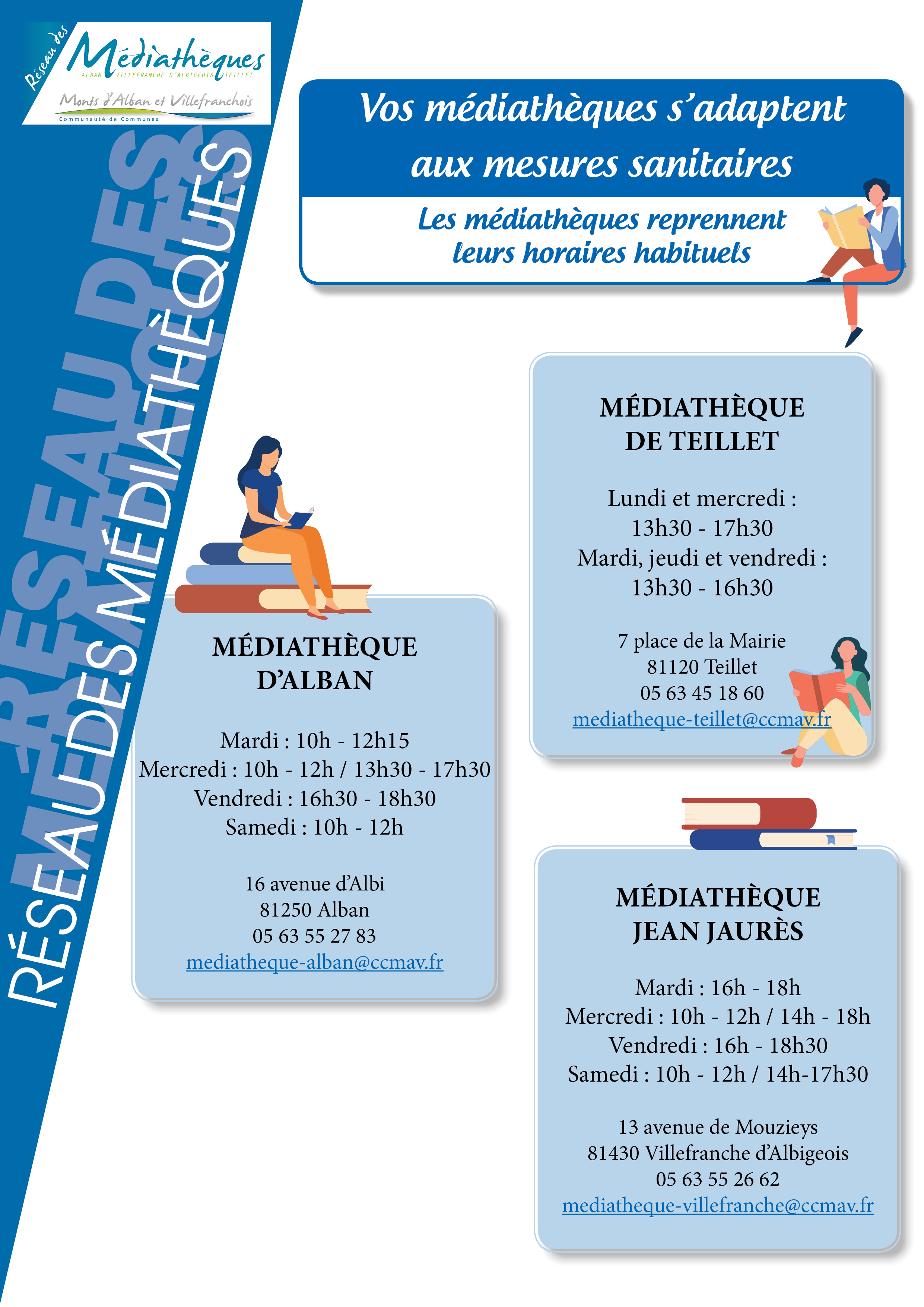 Modification des horaires de vos médiathèques