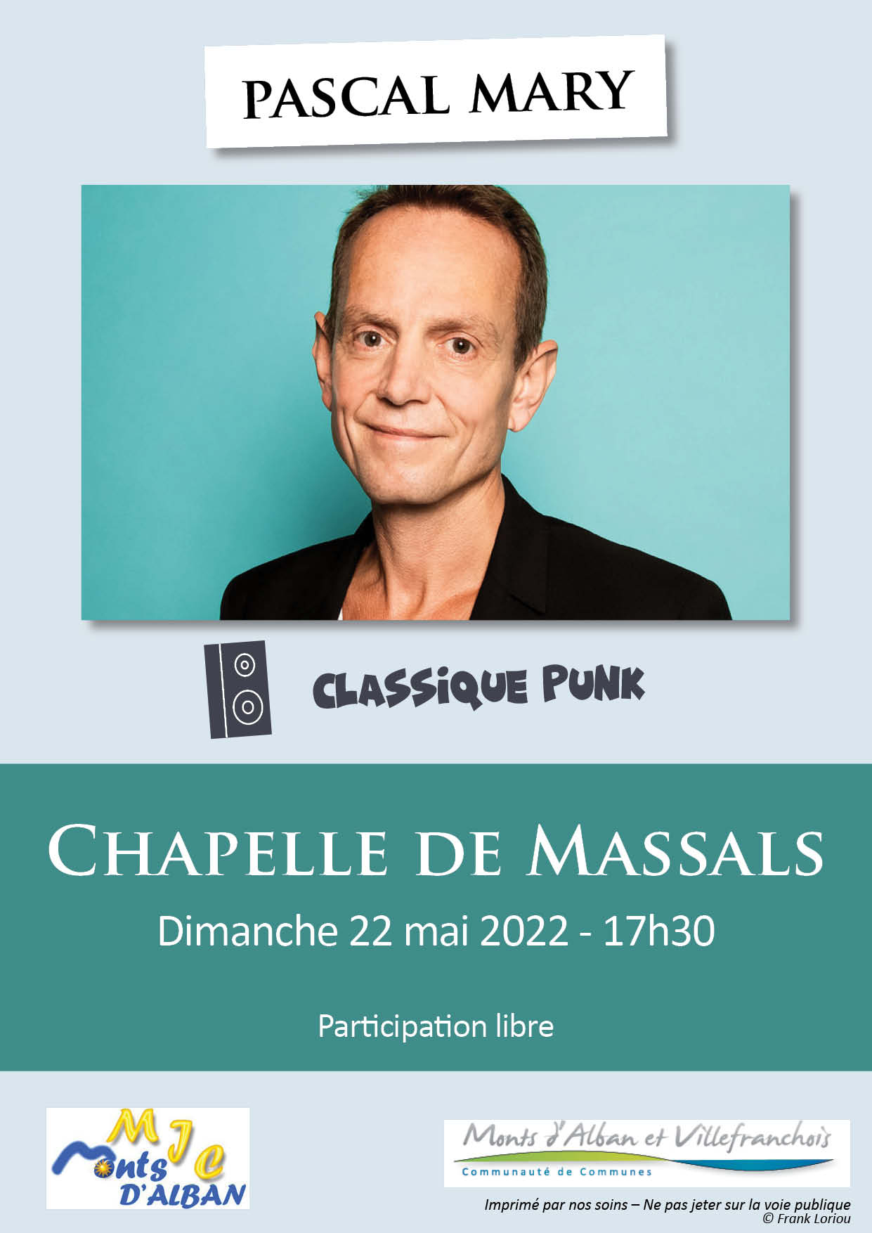 Concert à la Chapelle de Massals le 22 mai avec Pascal Mary