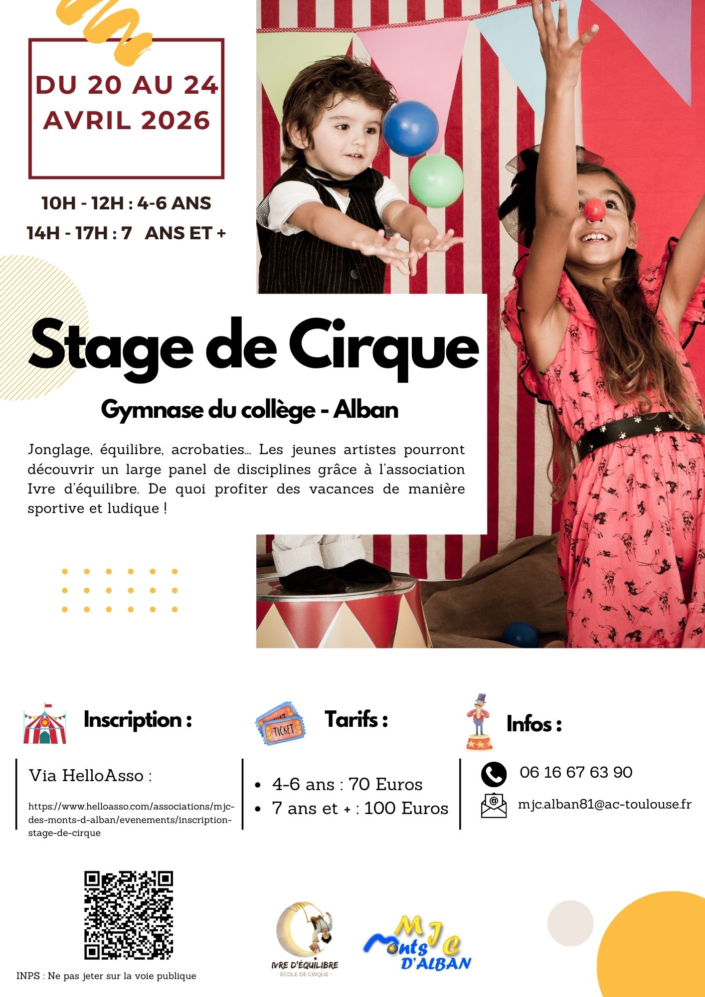 Stage de cirque, à Alban.