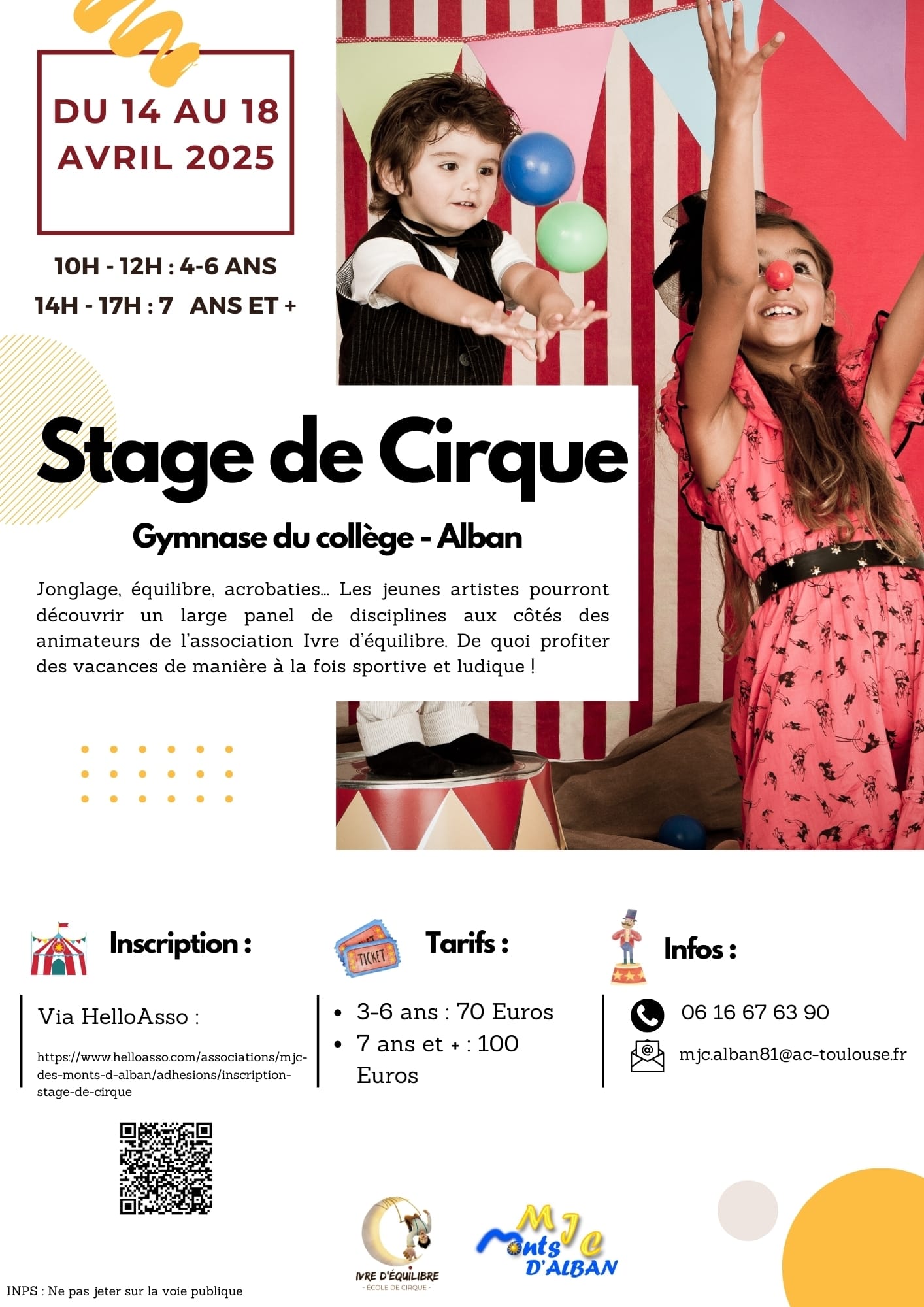 Stage de cirque, à Alban.