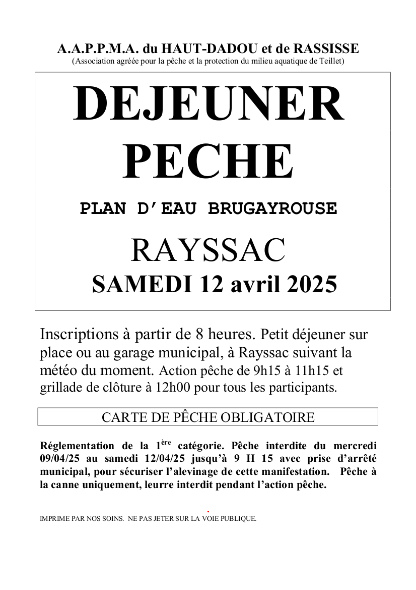 Déjeuner pêche à Rayssac