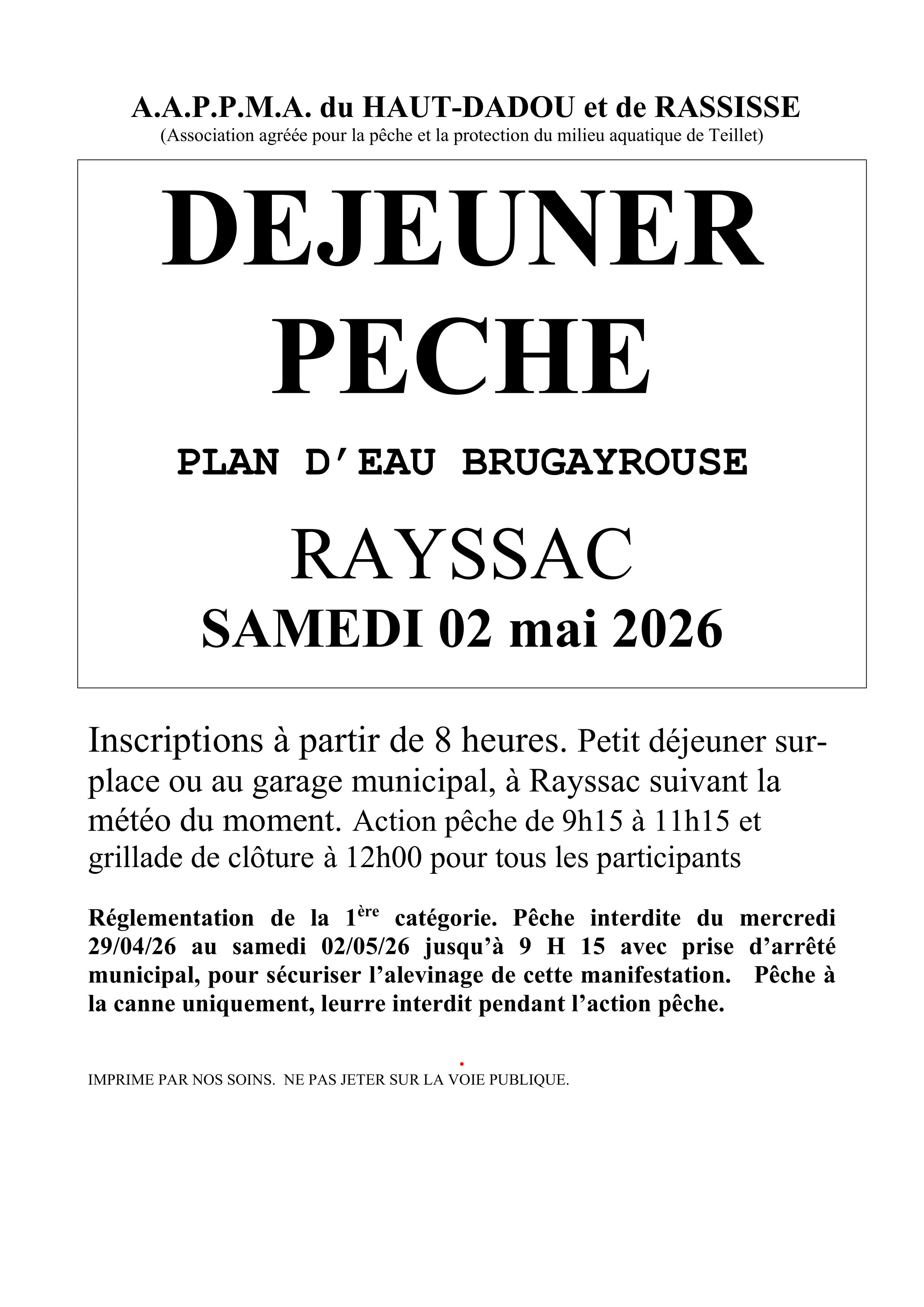 Déjeuner pêche à Rayssac