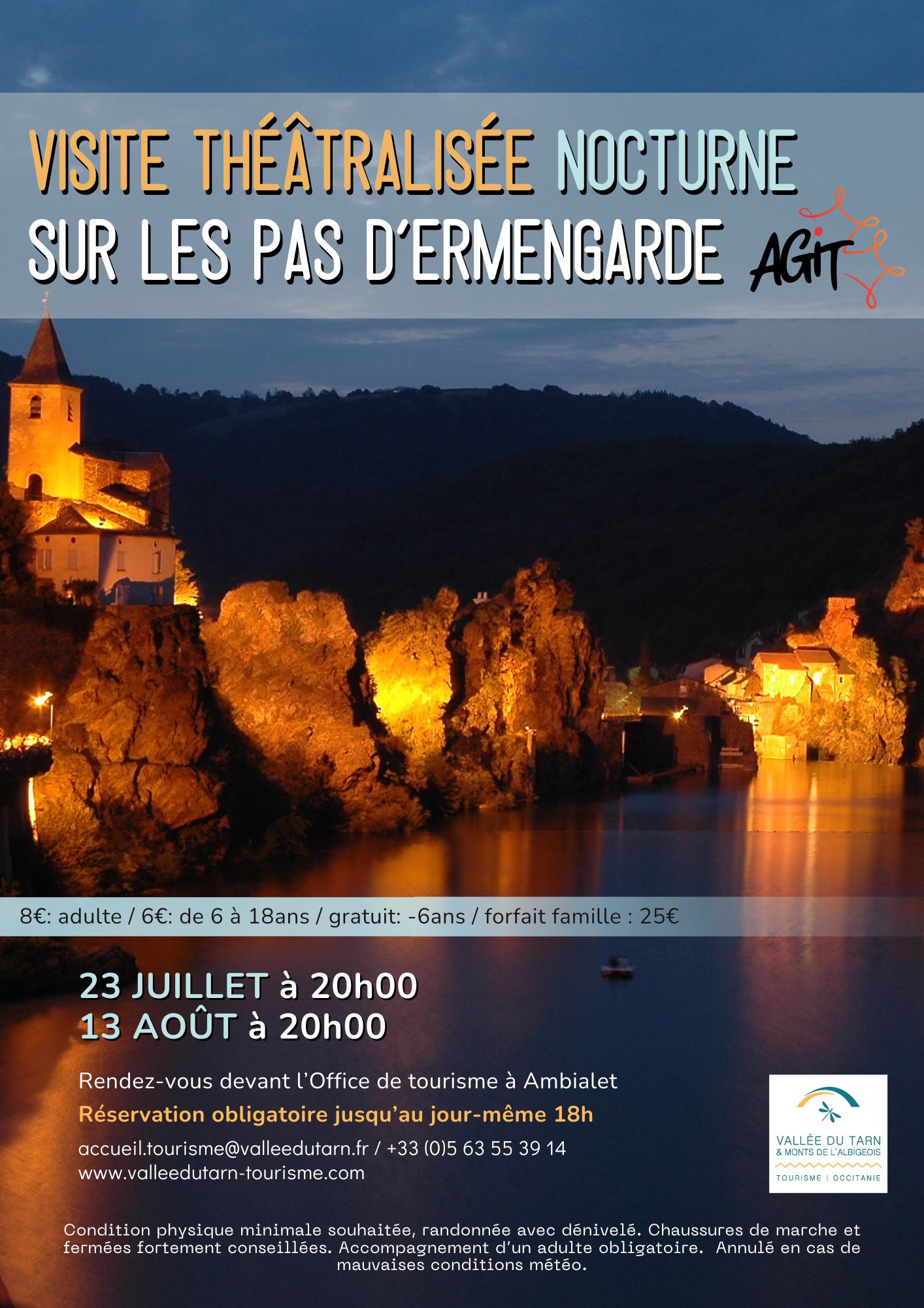 Visites théâtralisées nocturnes, à Ambialet