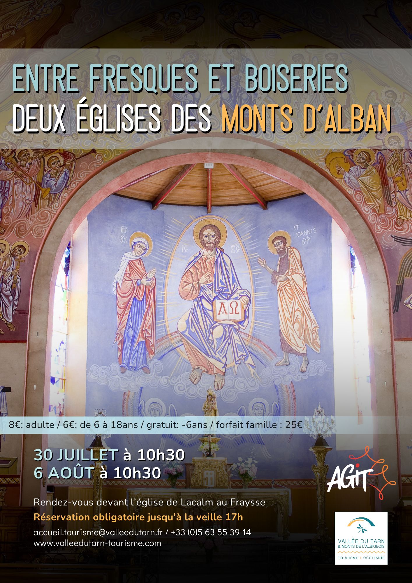 Visite des églises des Monts d'Alban, entre fresques et boiseries.