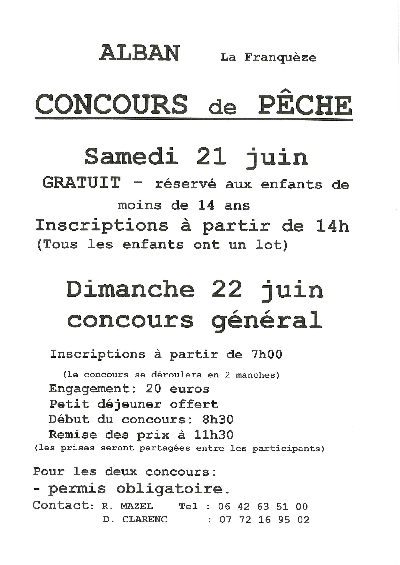 Concours de pêche, à Alban.