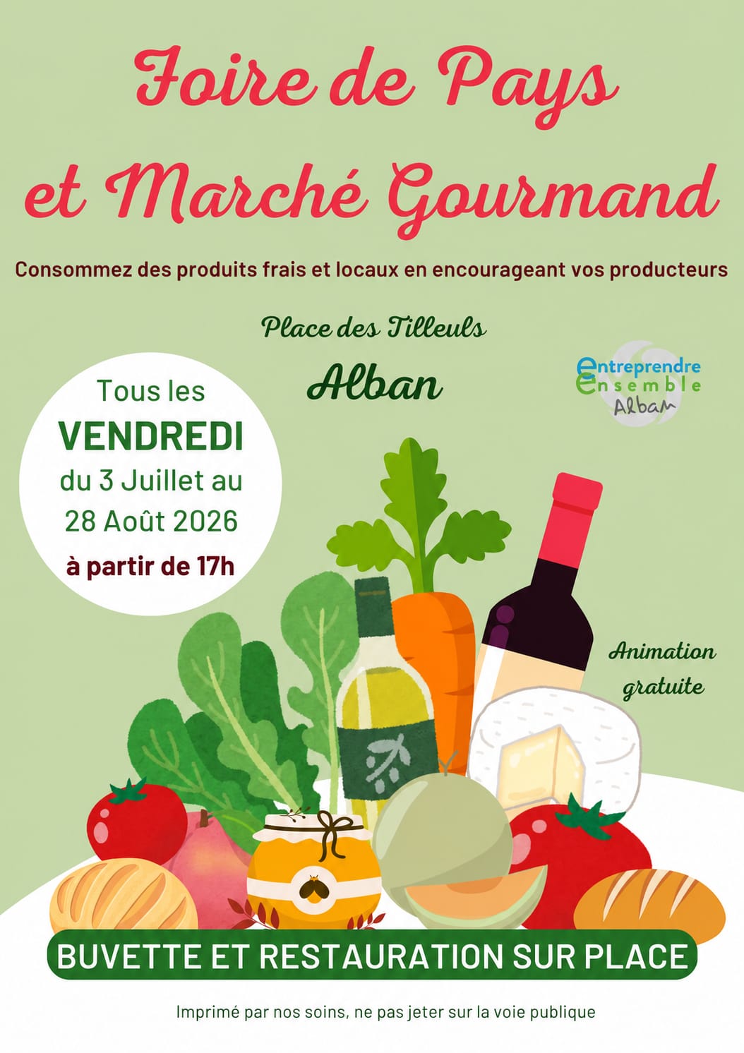 Marché et restauration, à Alban