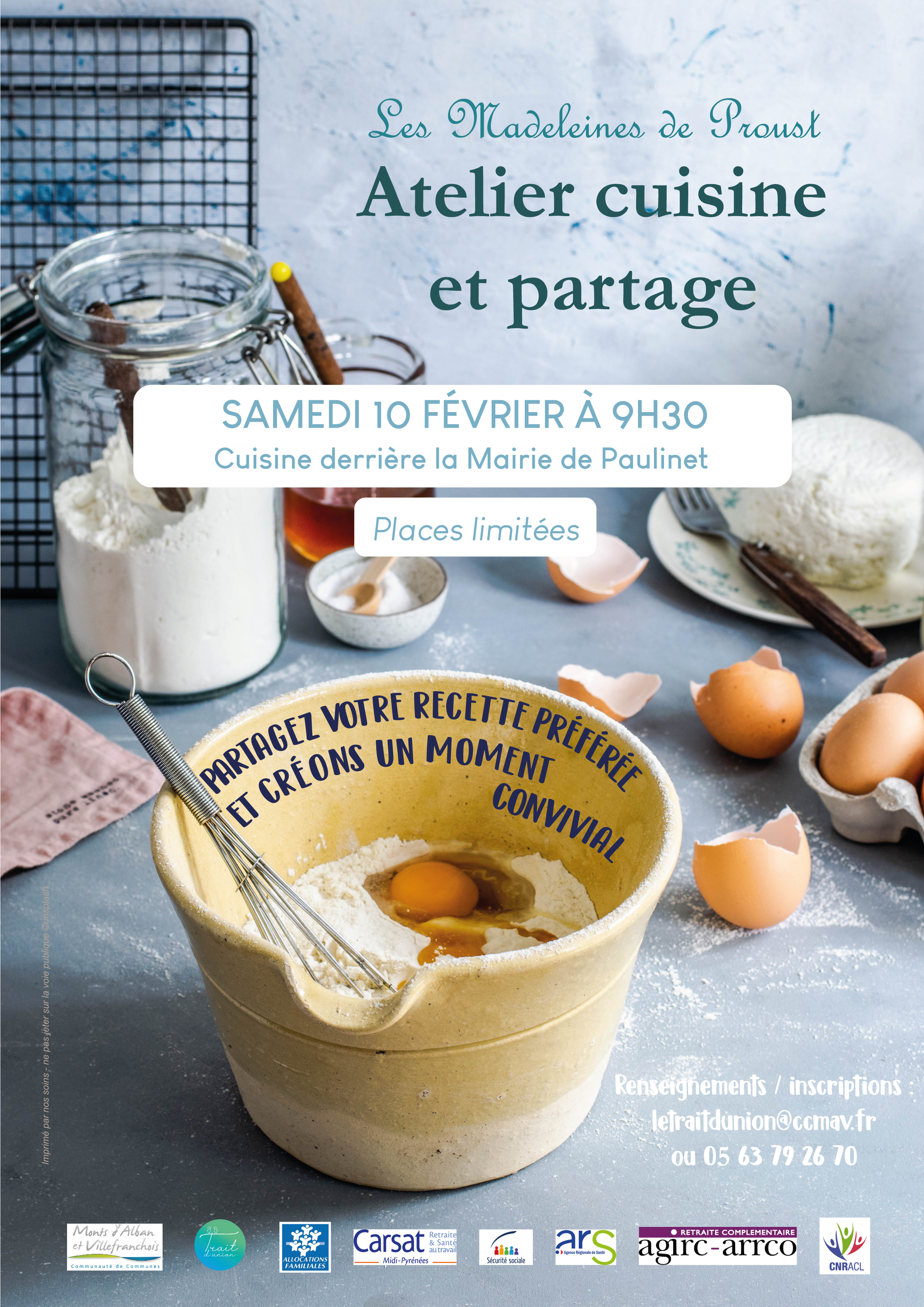 Atelier cuisine "Les Madeleines de Proust" à Paulinet