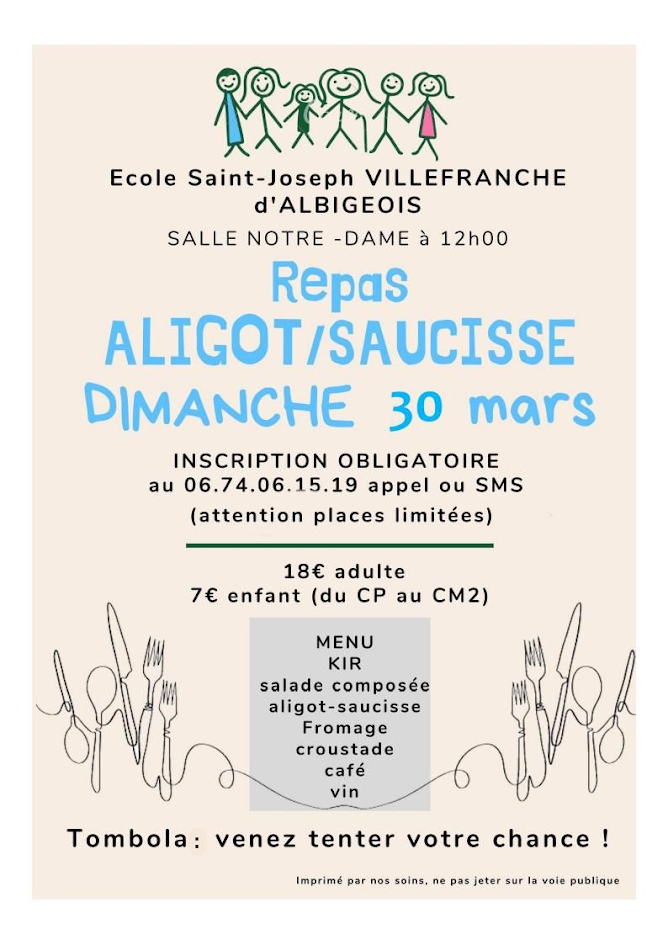 Repas aligot/saucisse, à Villefranche d'Albigeois