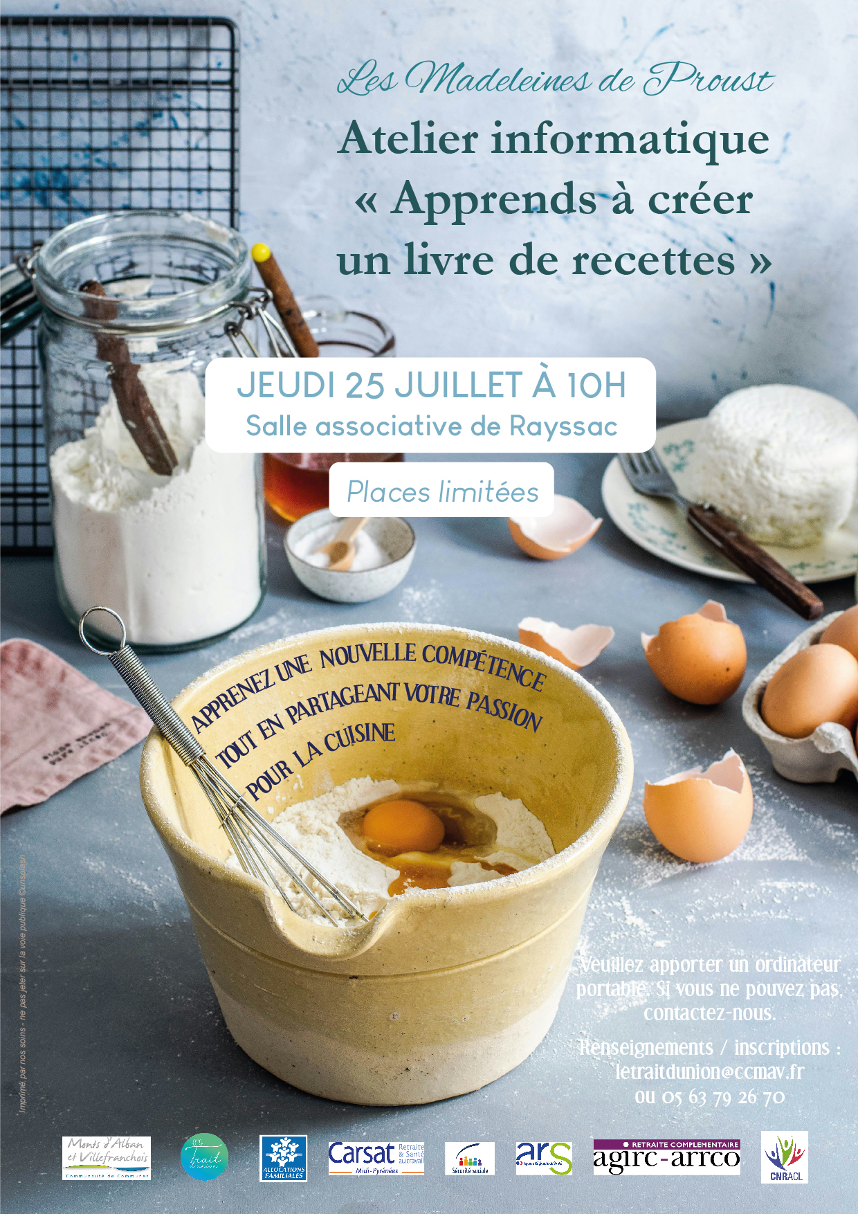Atelier informatique "créer son propre livre de recettes" à Rayssac