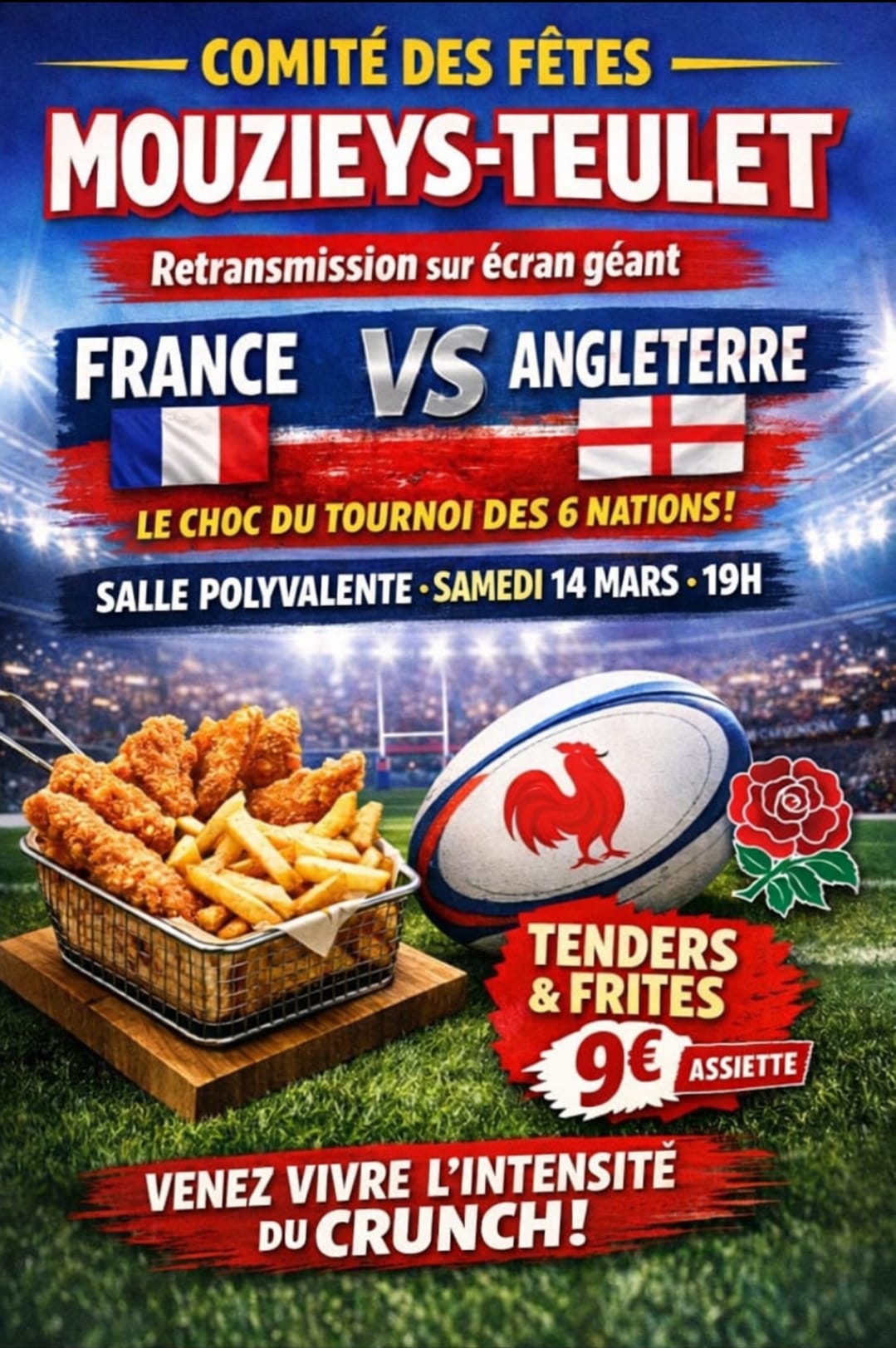 Retransmission de match de rugby, à Mouzieys-Teulet