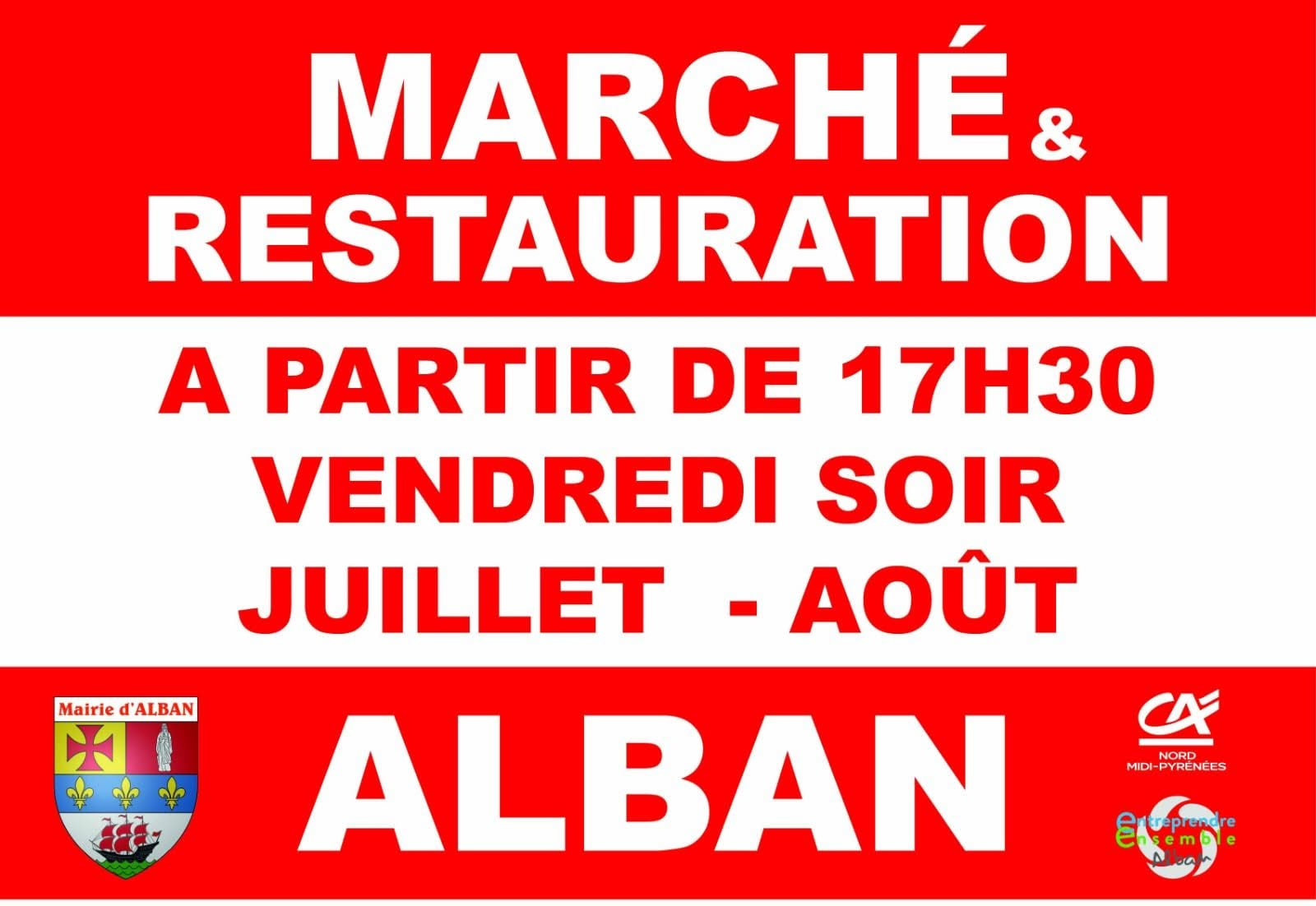 Marché et restauation, à Alban