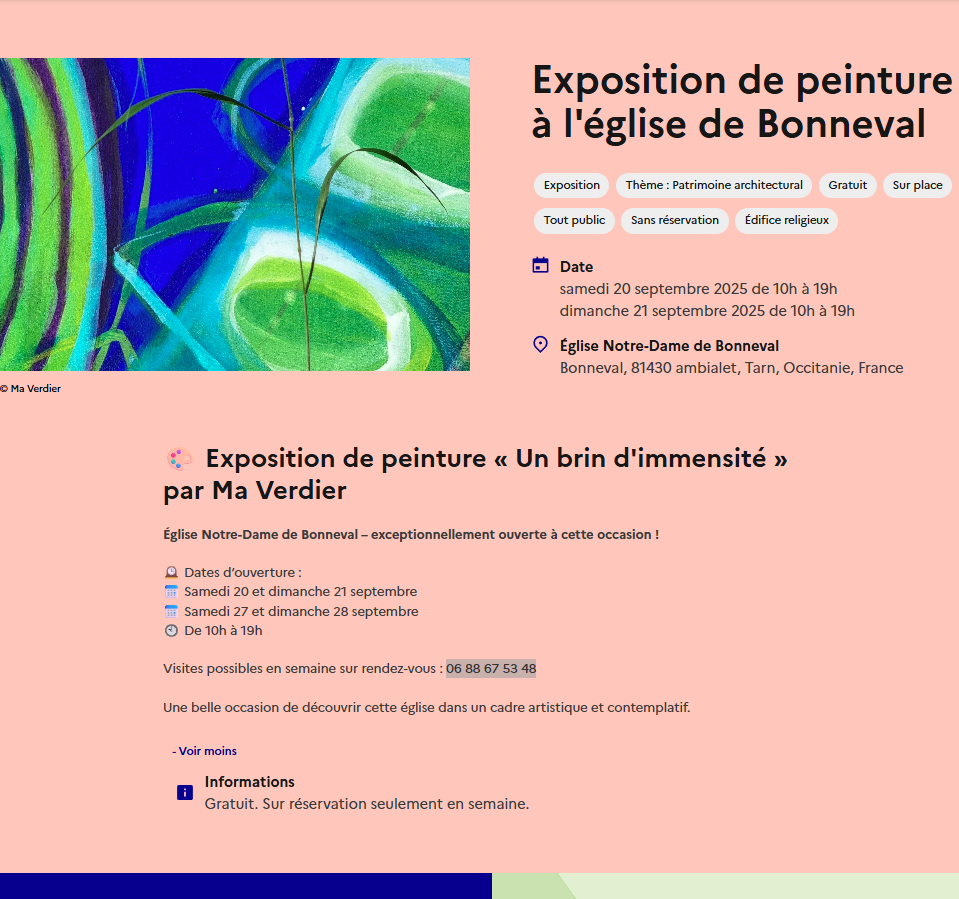 Exposition de peinture, à Ambialet