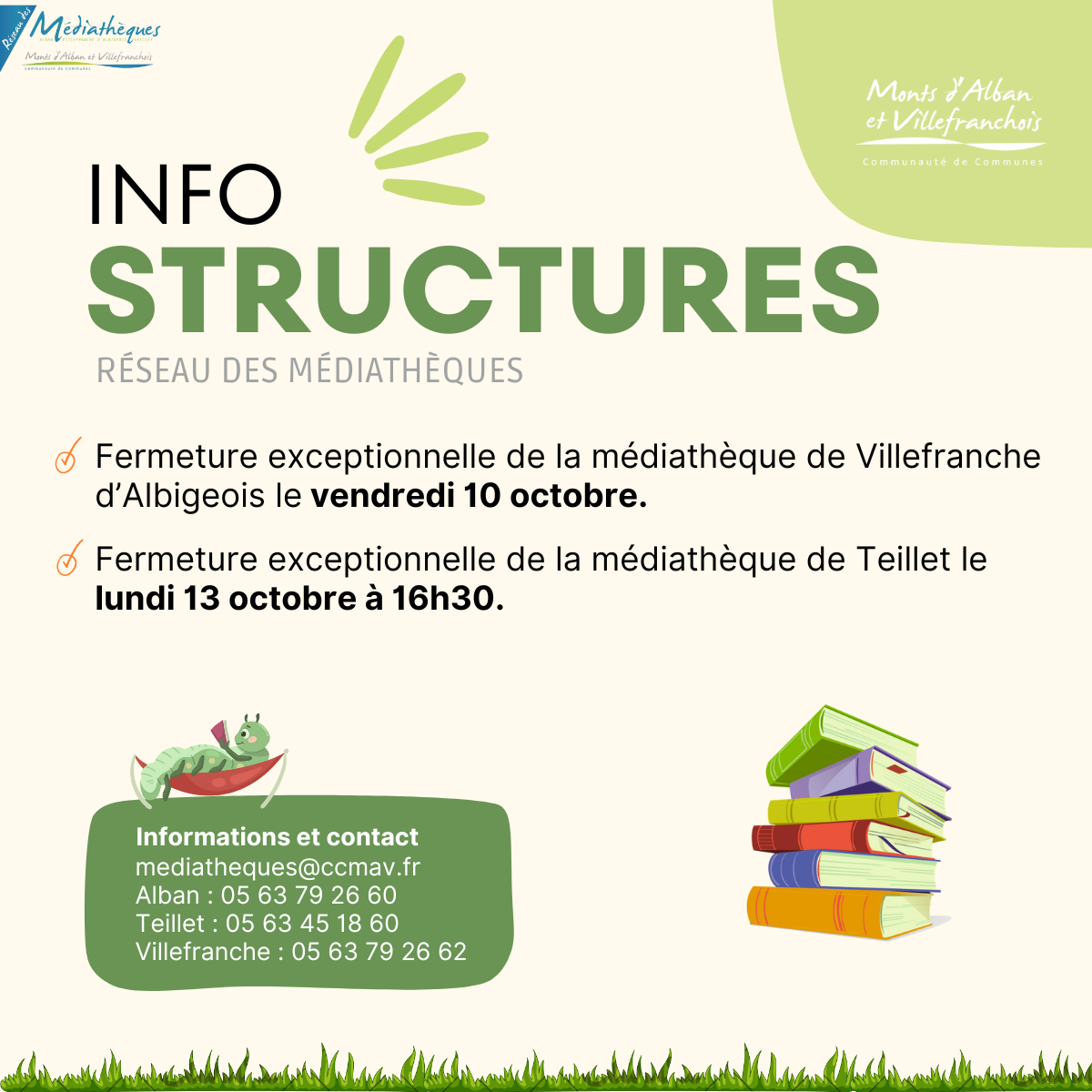 Fermetures exceptionnelles des médiathèques