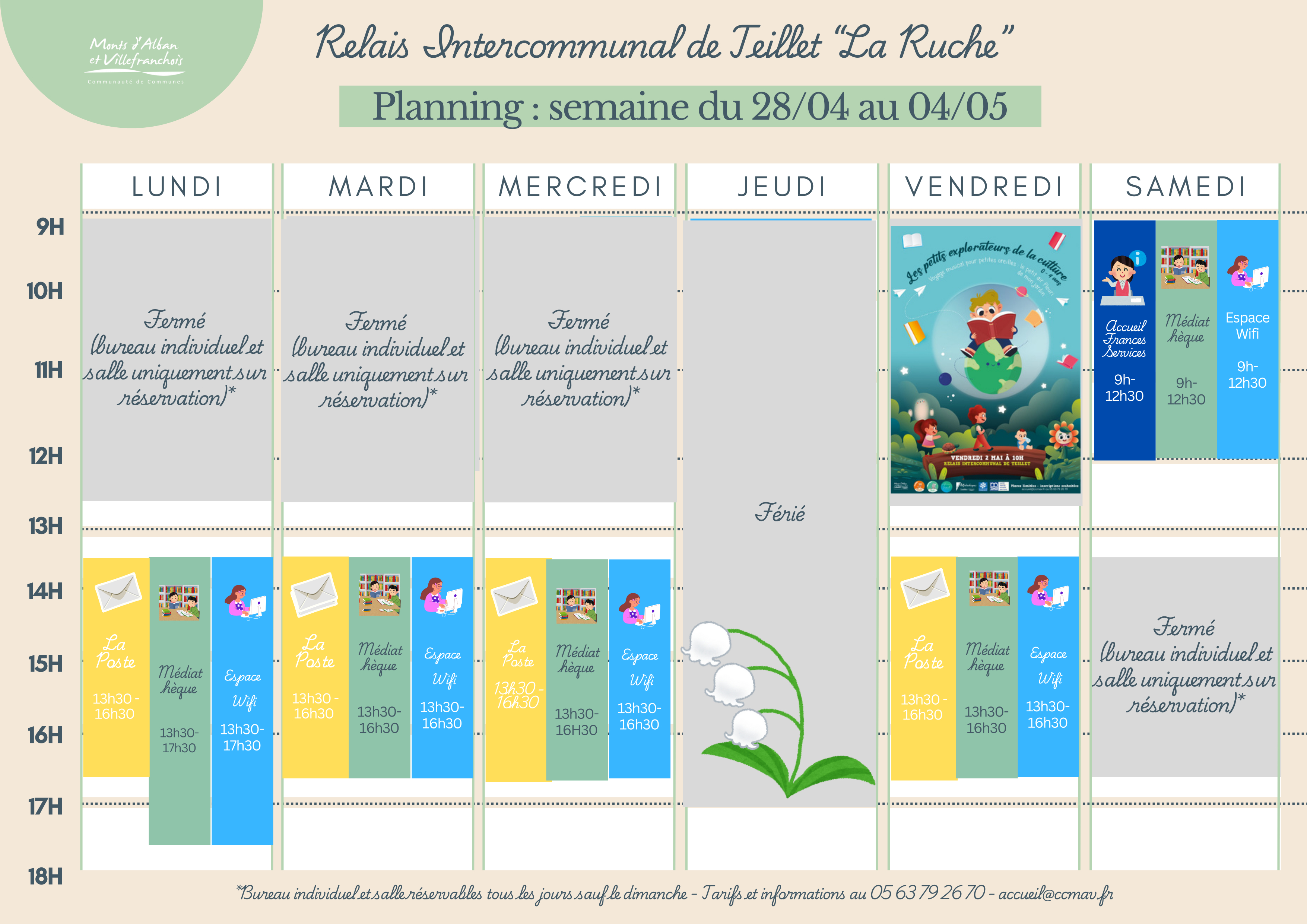 Planning du Relais Intercommunal "La Ruche" du 28 avril au 3 mai 2025
