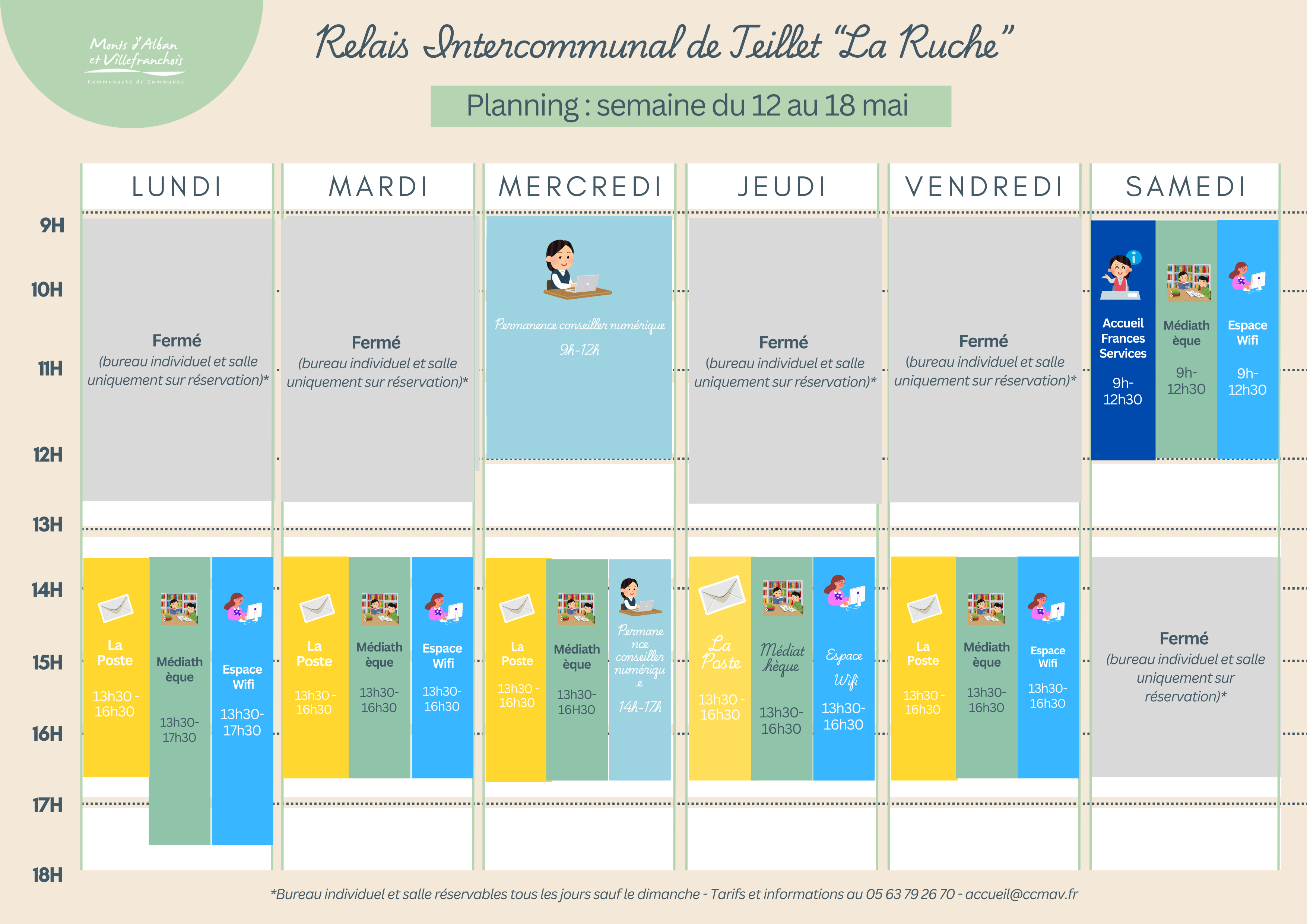 Planning du Relais Intercommunal "La Ruche" du 12 au 18 mai 2025