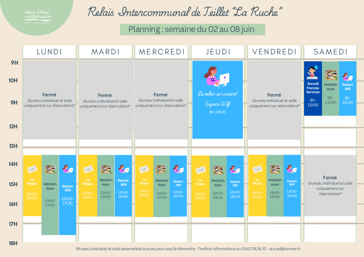 Planning du Relais Intercommunal "La Ruche" du 2 au 8 juin 2025