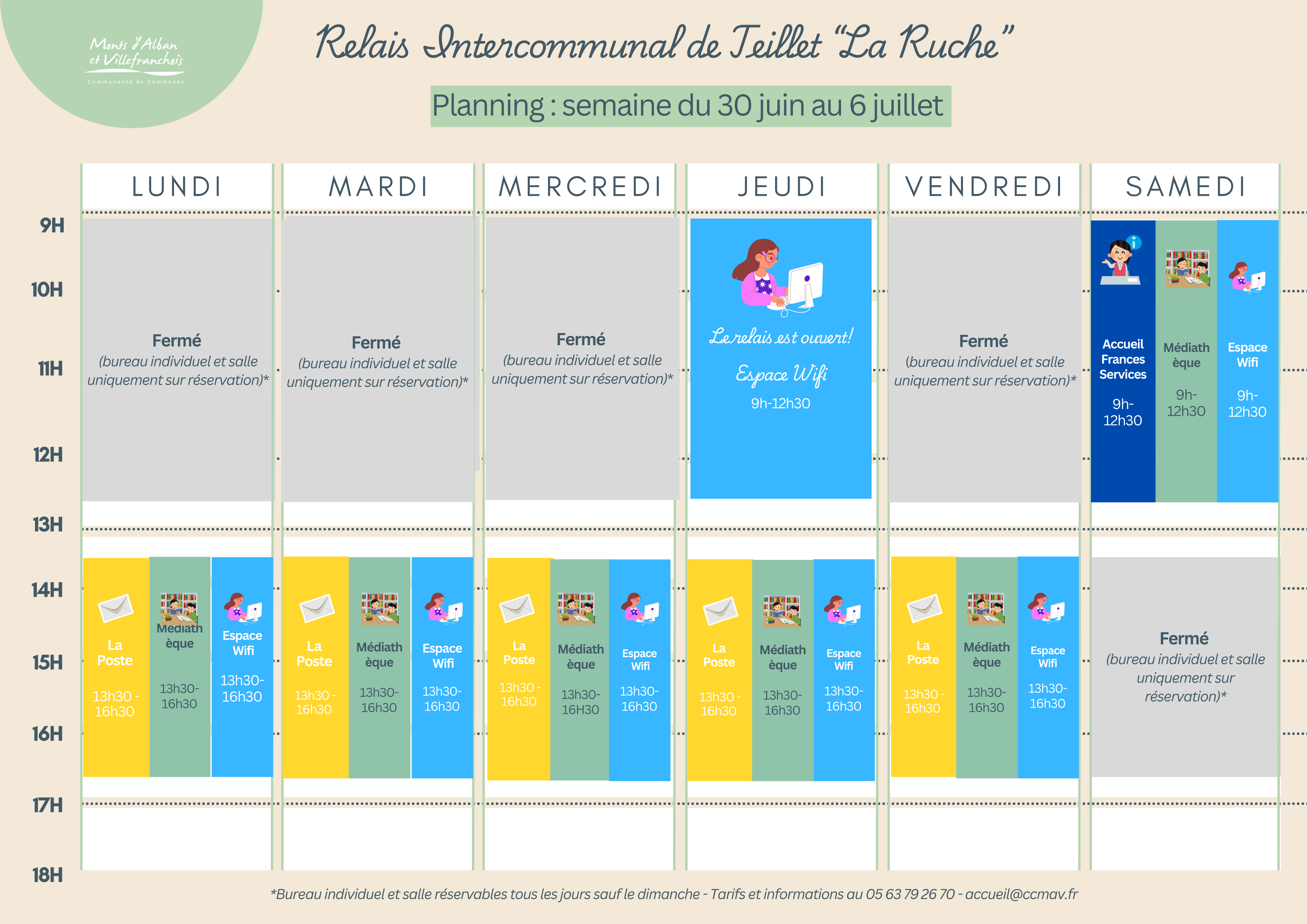 Planning du Relais Intercommunal "La Ruche" du 30 juin au 6 juillet 2025