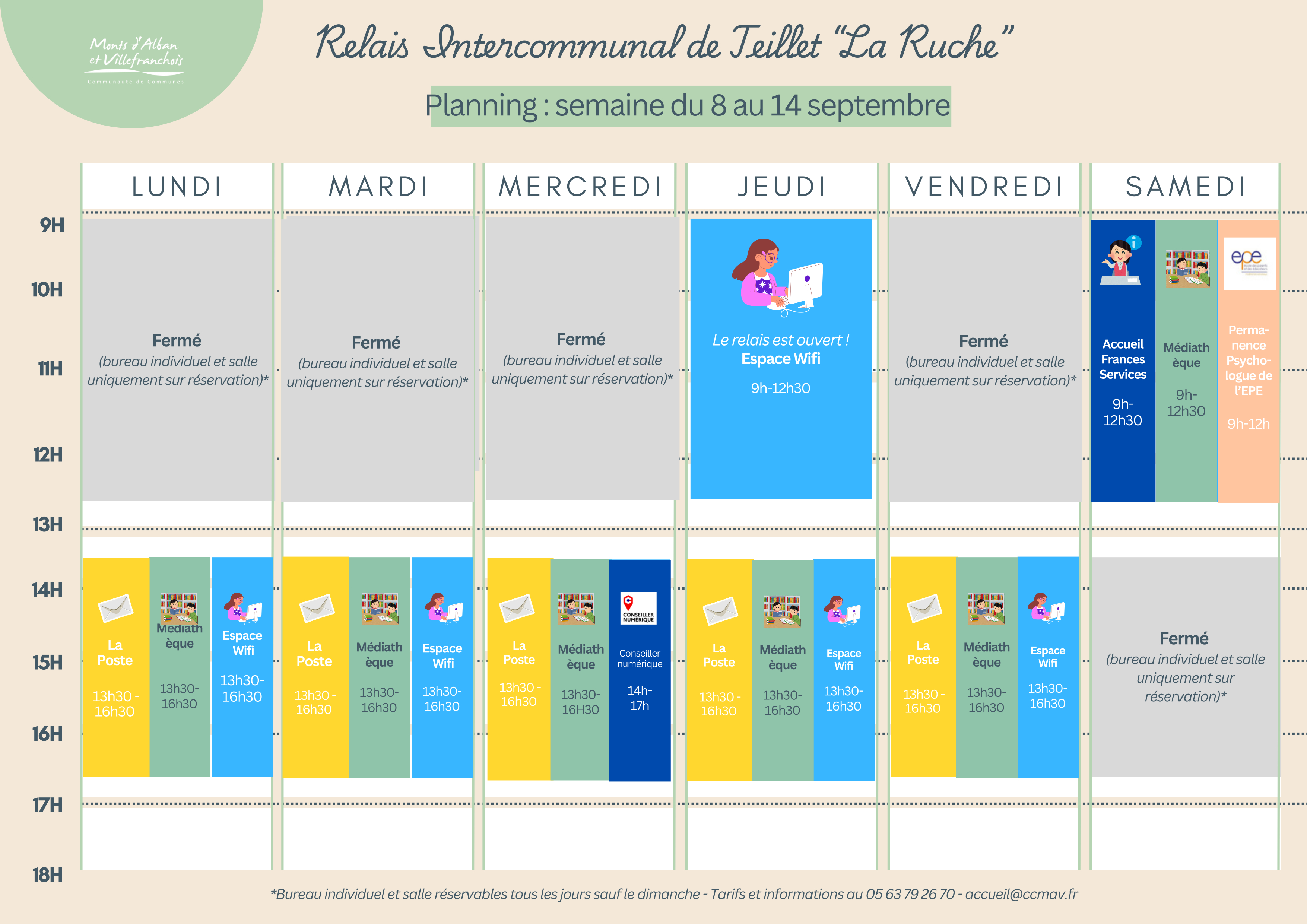 Planning du Relais Intercommunal "La Ruche" du 8 au 14 septembre 2025