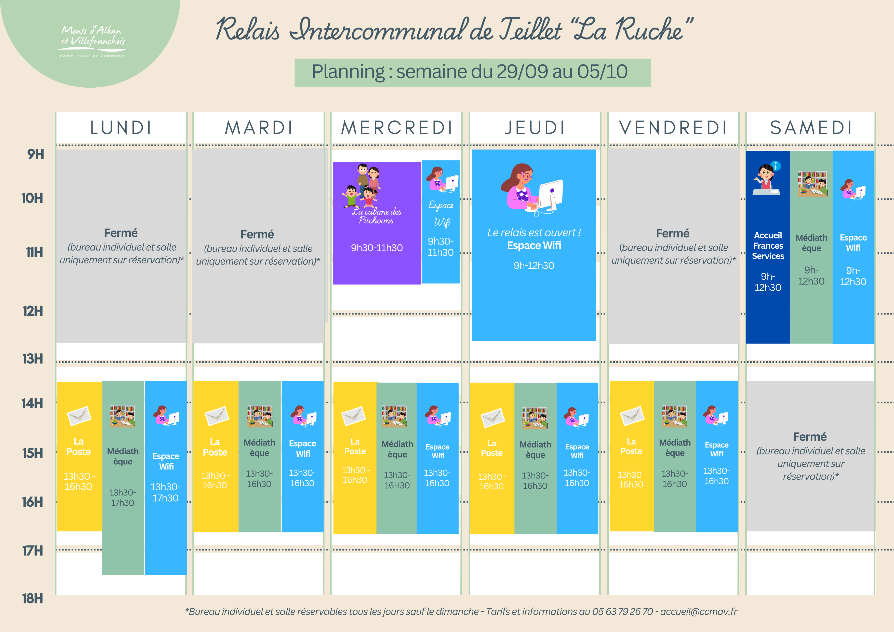 Planning du Relais Intercommunal "La Ruche" du 29 septembre au 4 octobre 2025