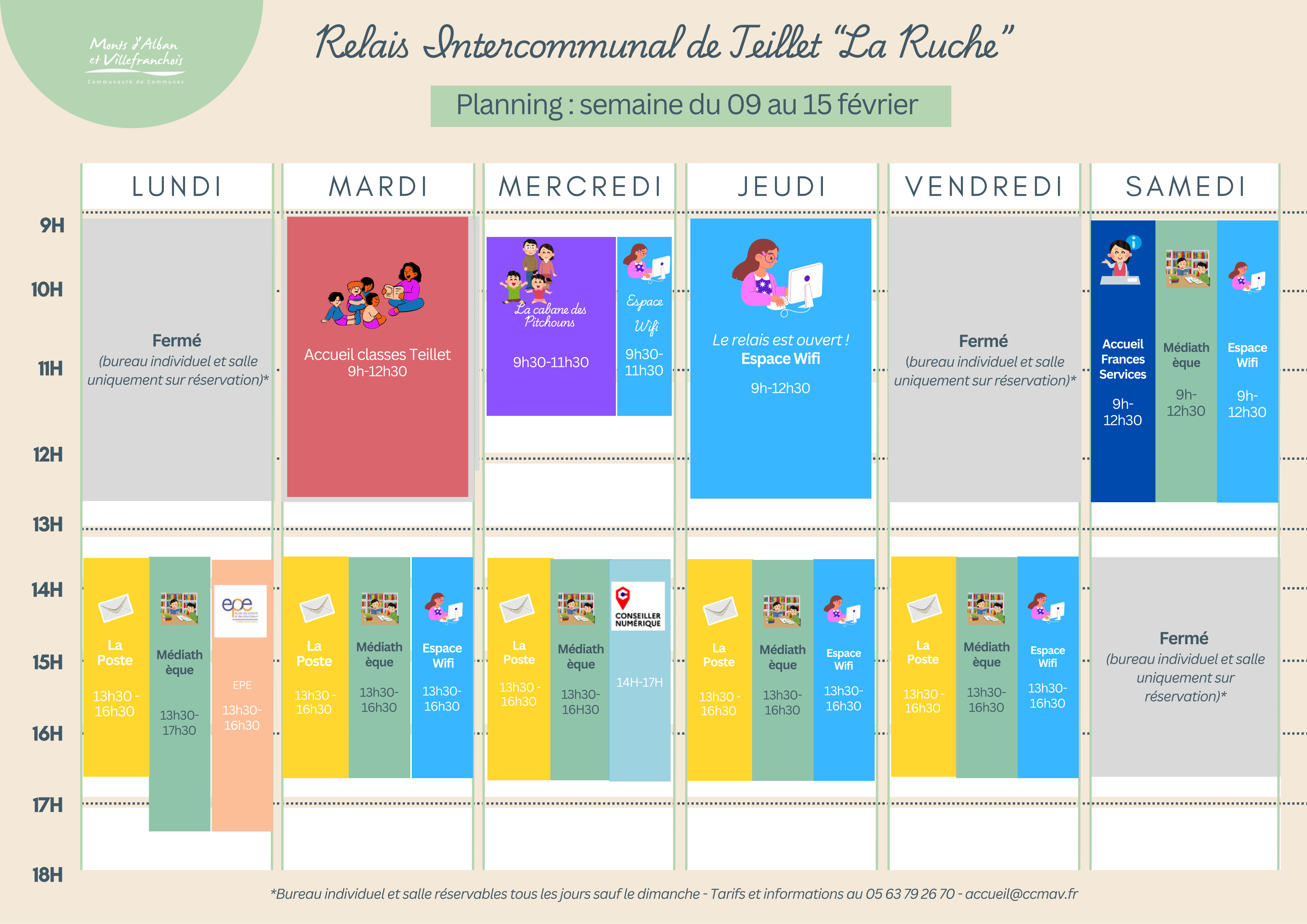 Planning du Relais Intercommunal "La Ruche" du 9 au 14 février 2026