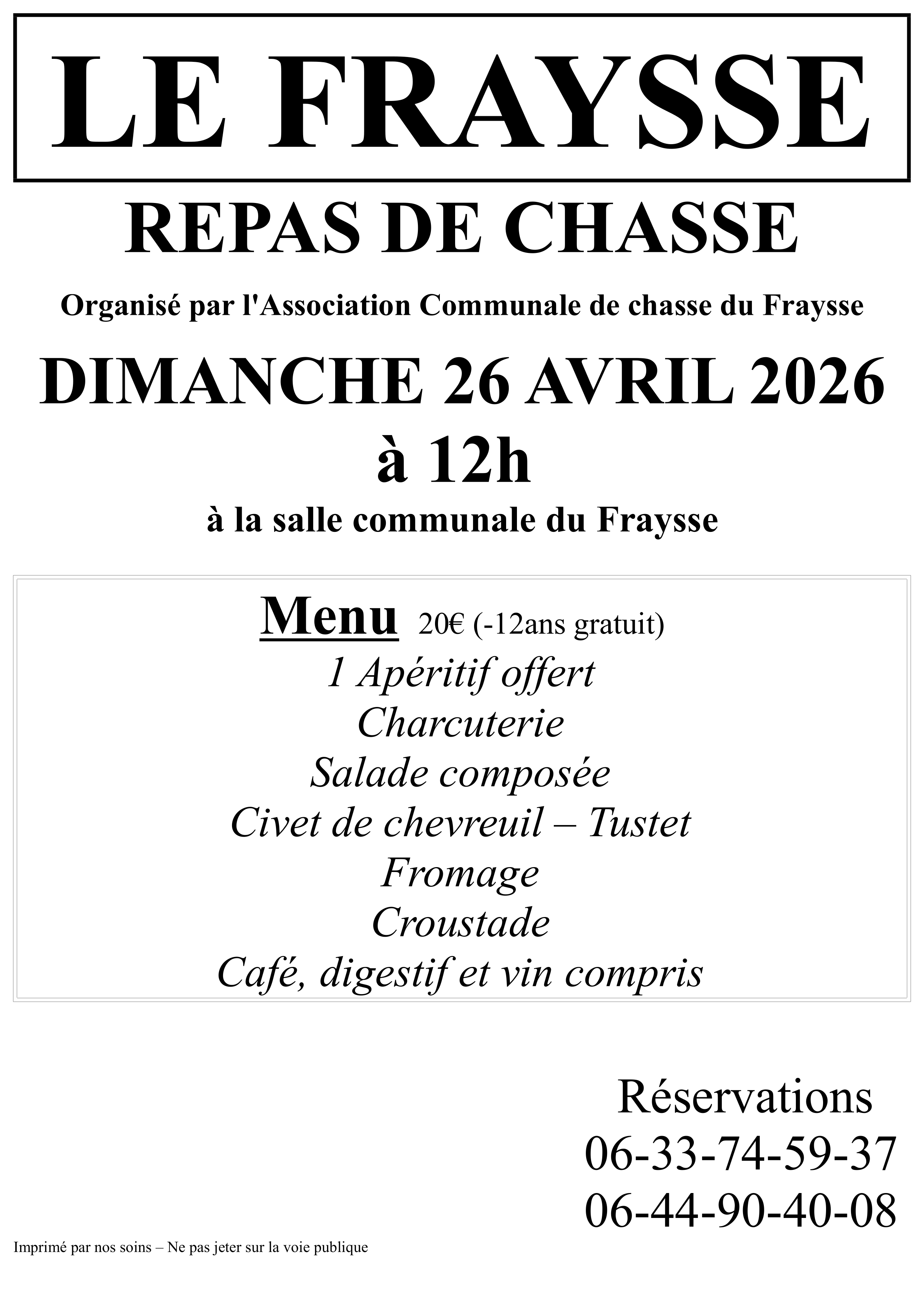 Repas de chasse, au Fraysse
