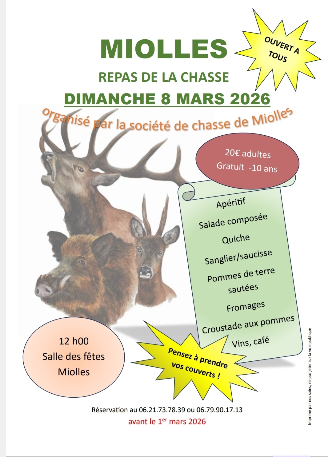 Repas de la Société de chasse, à Miolles