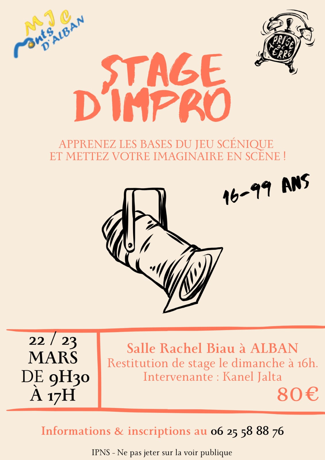 Stage de théâtre d'impro, à Alban