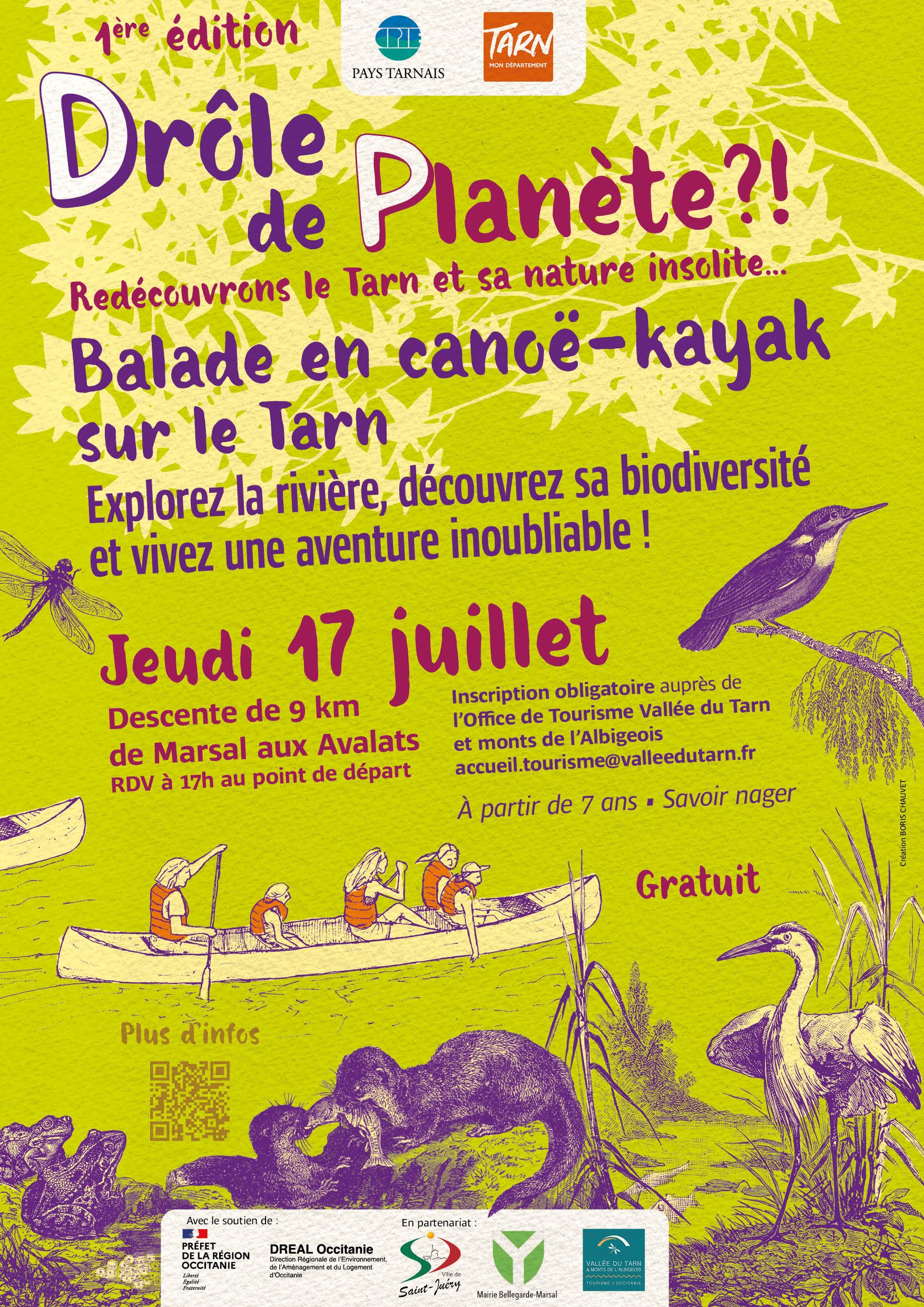 Balade en canoë kayak, à Bellegarde-Marsal
