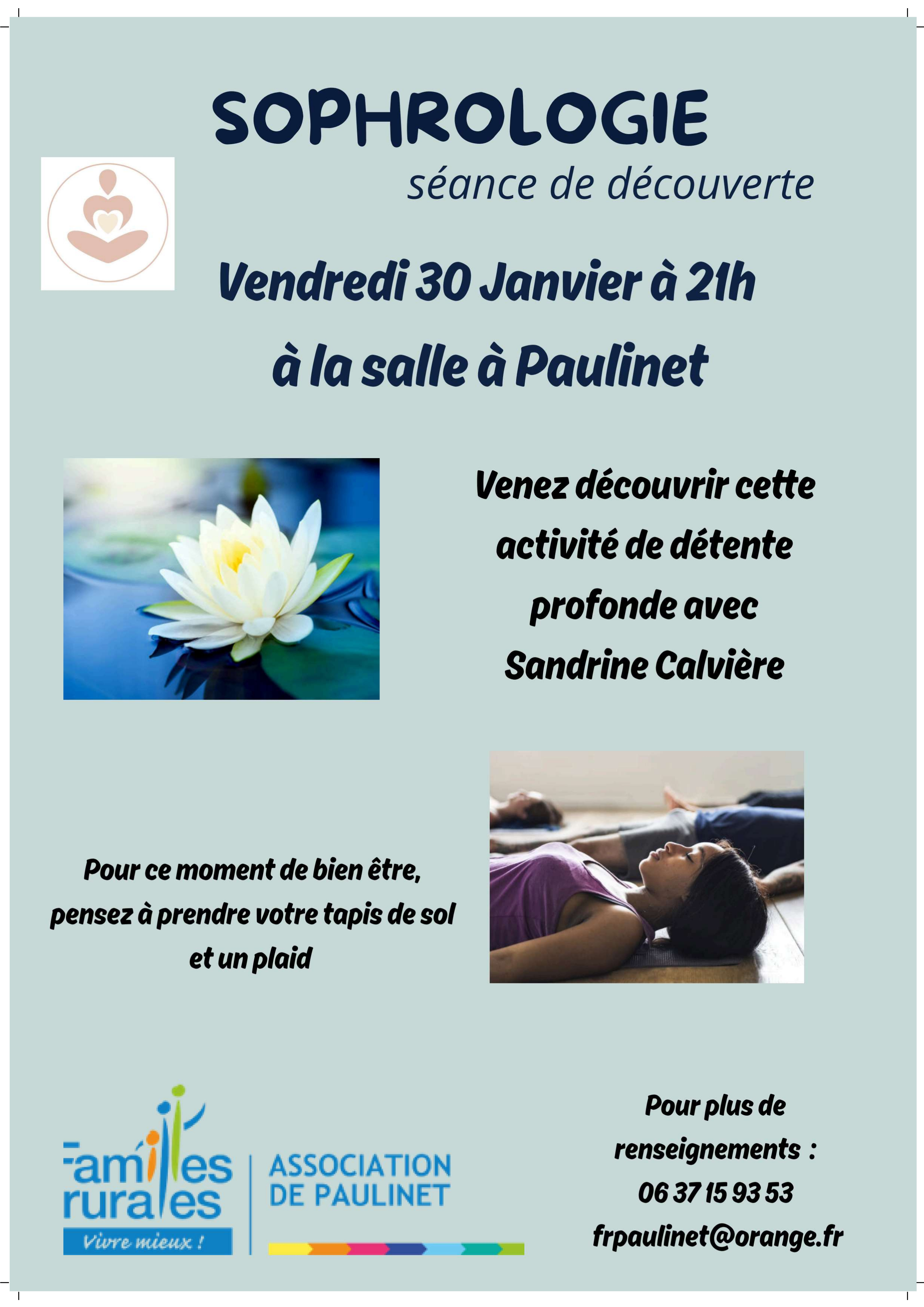 Séance découverte de sophrologie, à Paulinet