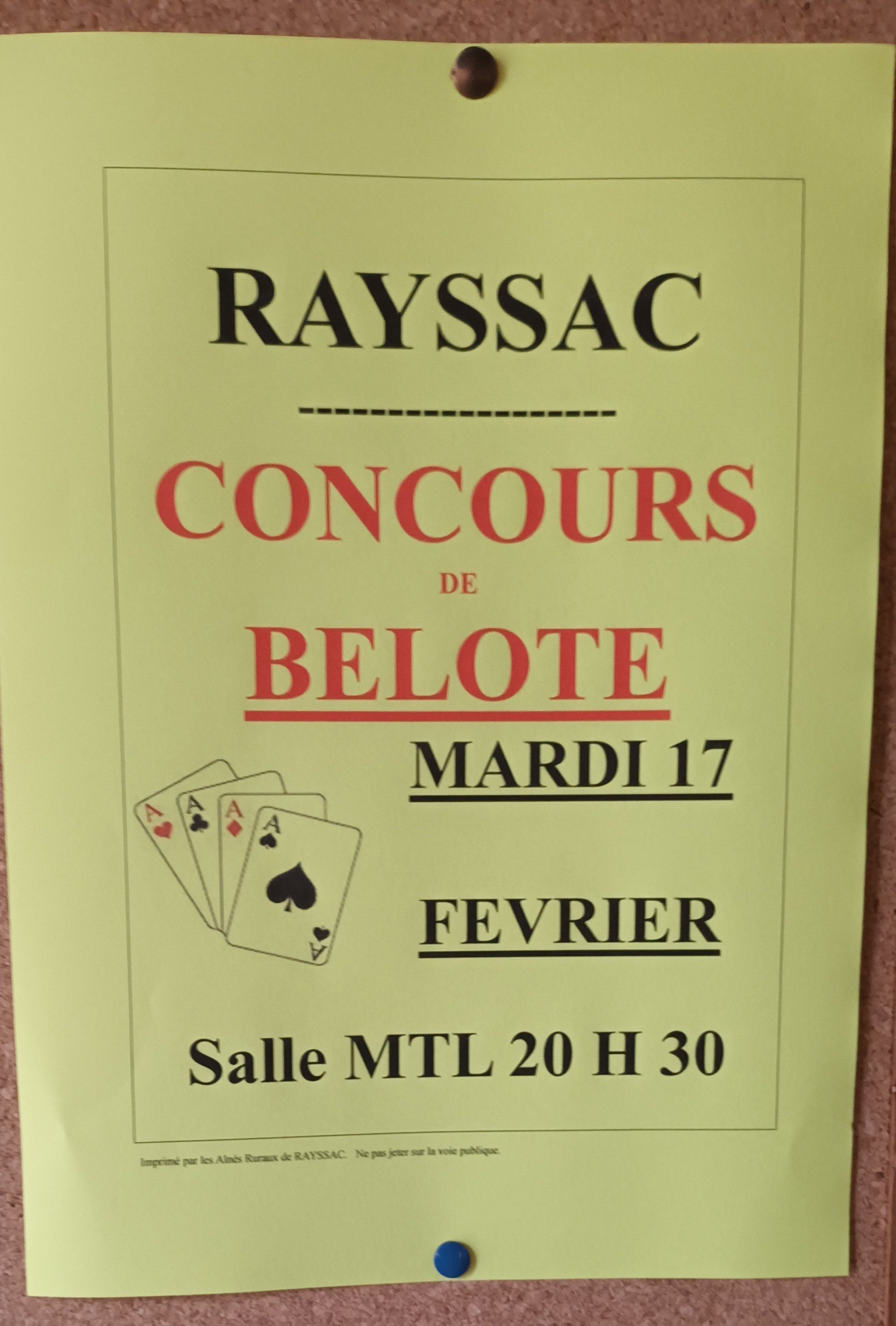 Concours de belote, à Rayssac