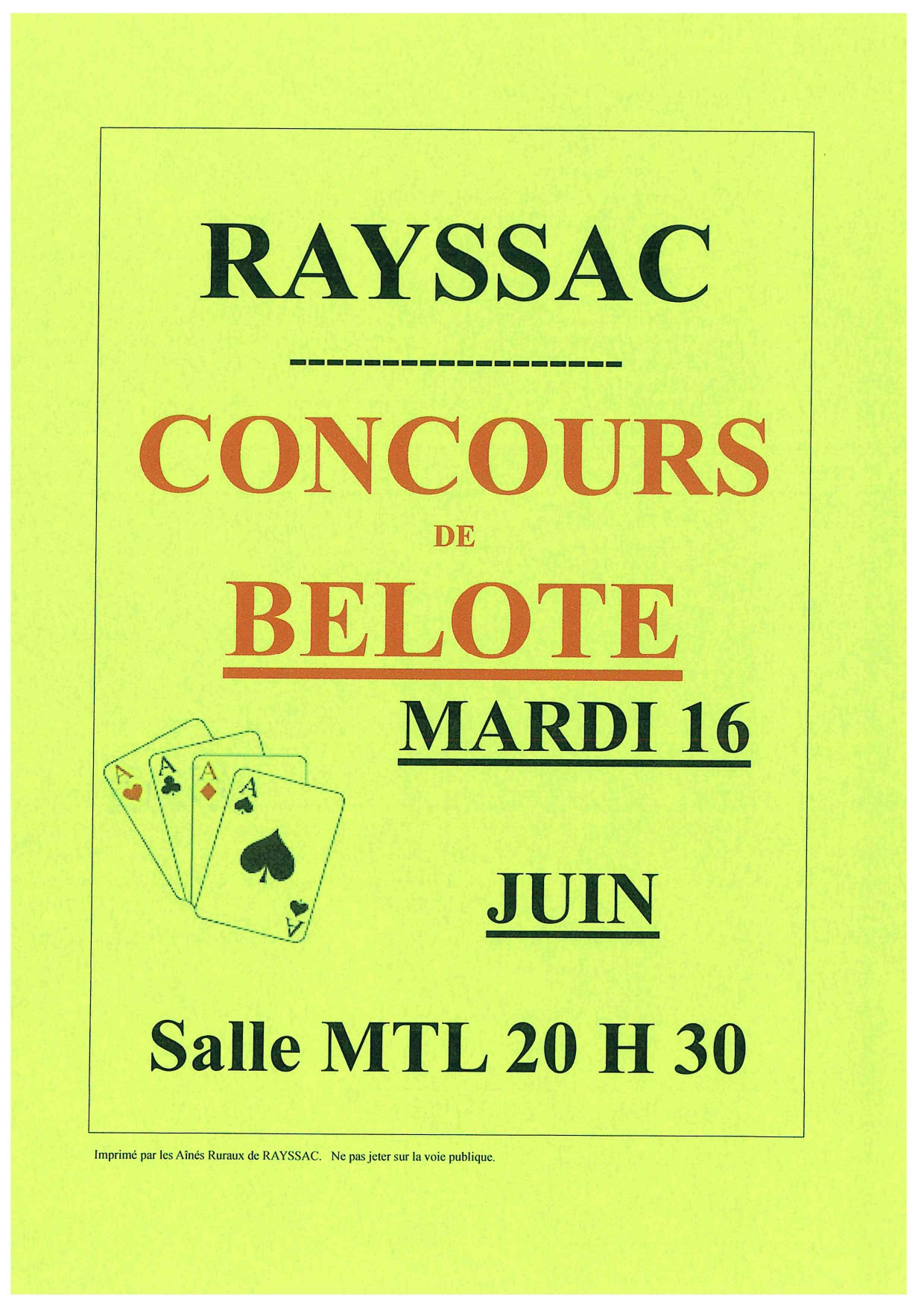 Concours de belote, à Rayssac