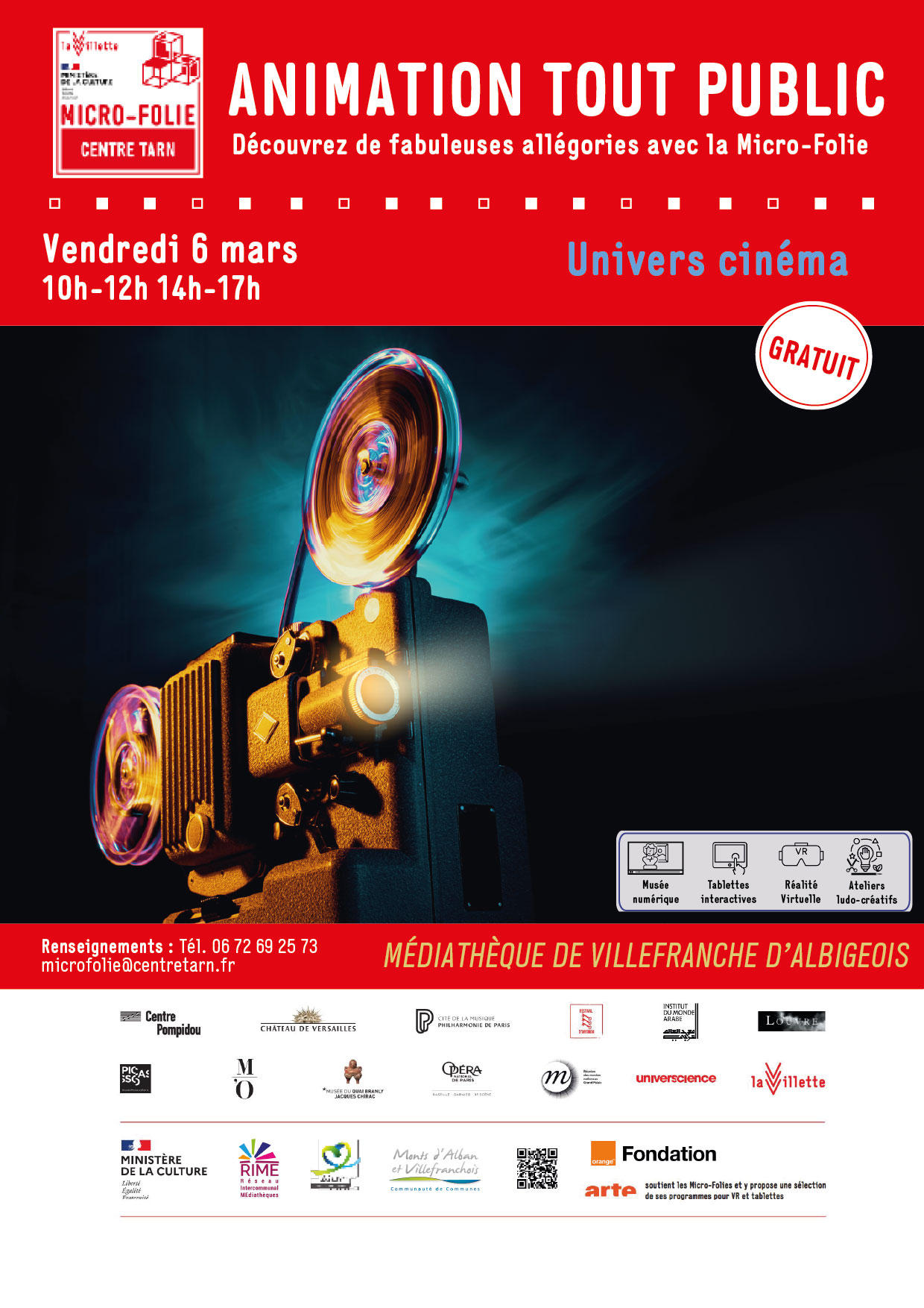 Animation micro-folie 'Univers Cinéma" à Villefranche d'Albigeois