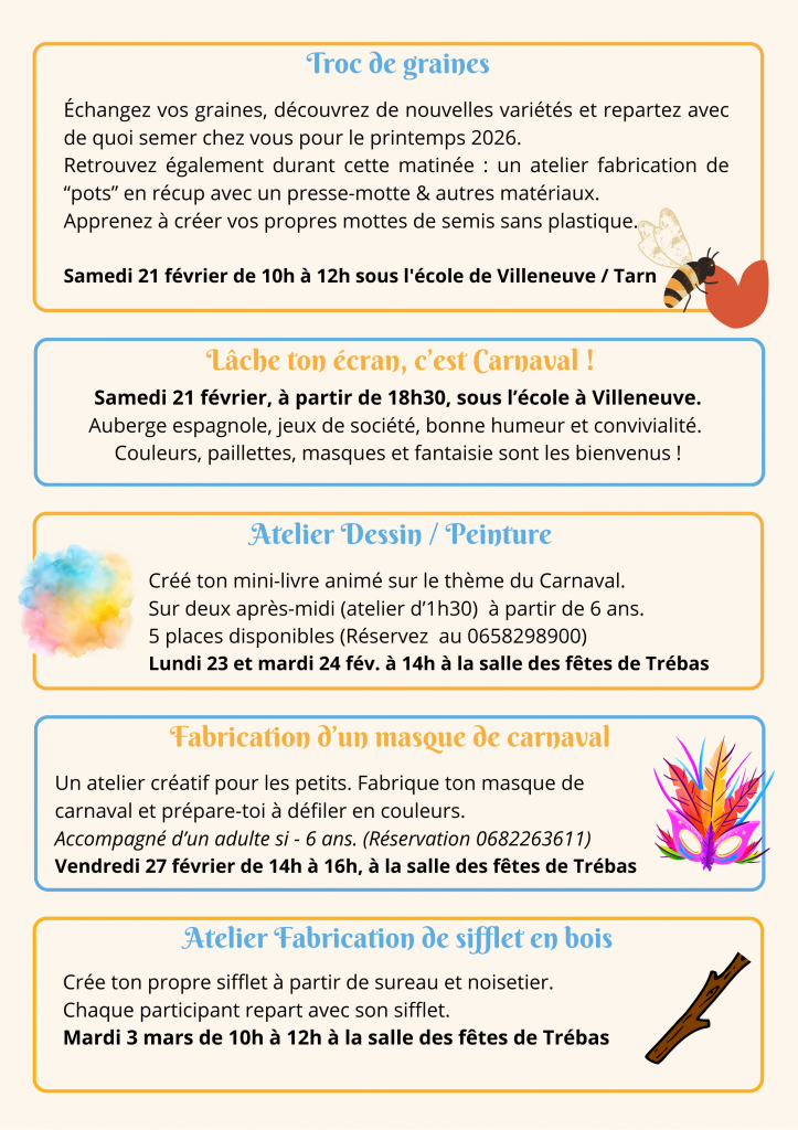 Animations vacances de février