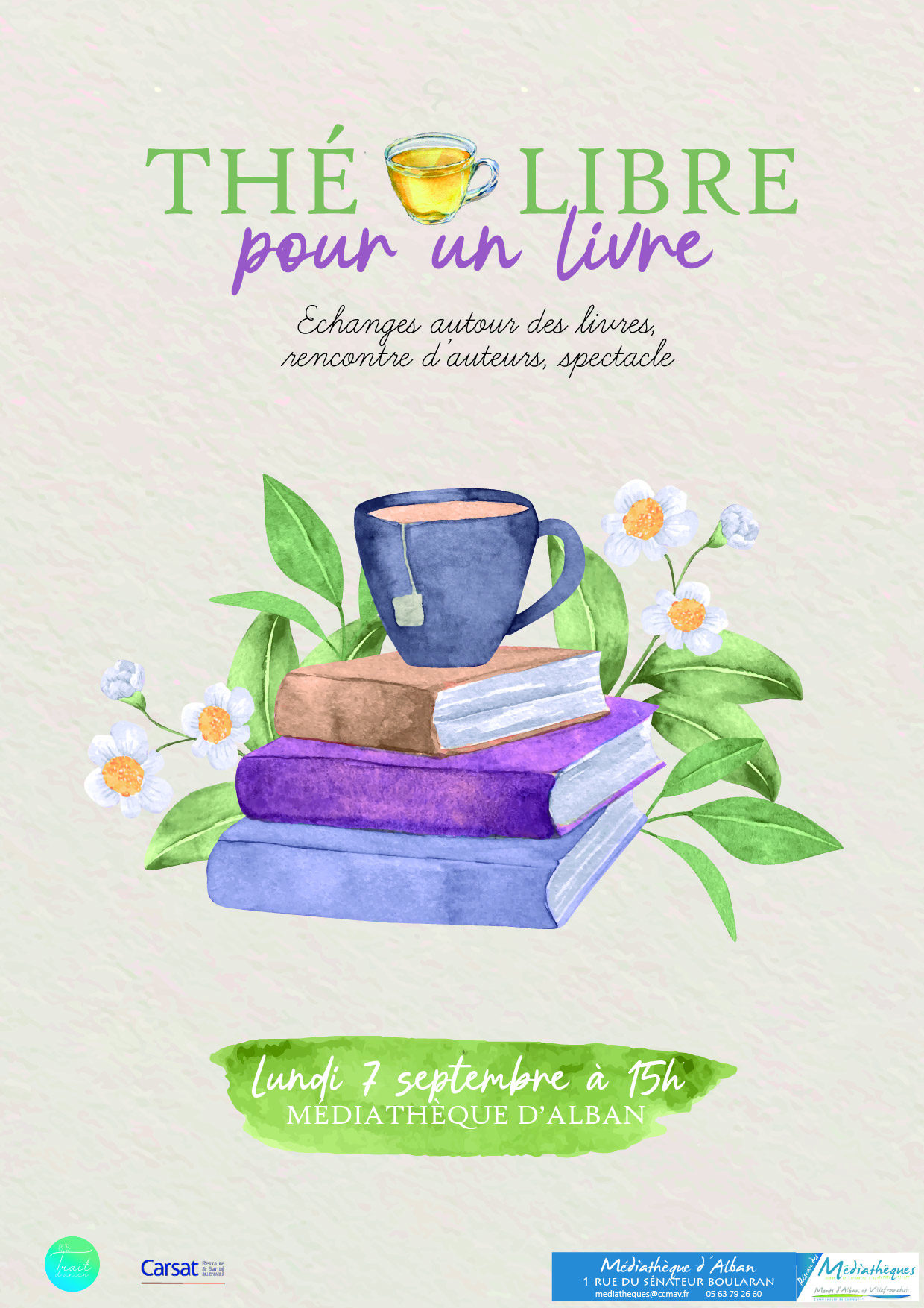 "Thé libre pour un livre !", lundi 7 septembre