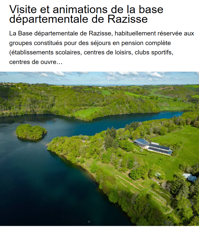 Journées Européennes du Patrimoine – Visite et animations de la base départementale de Razisse